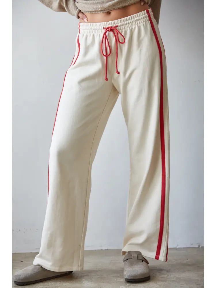 Knit Cotton French Terry Side Contract Trim Pants