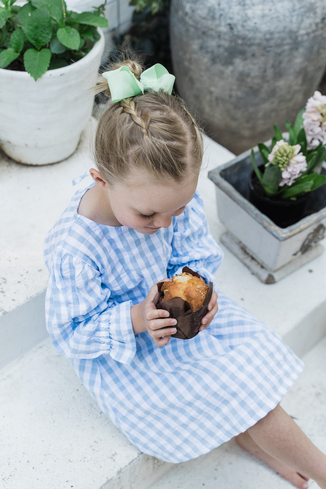 Grace & May Mini Blue Gingham A-line Dress