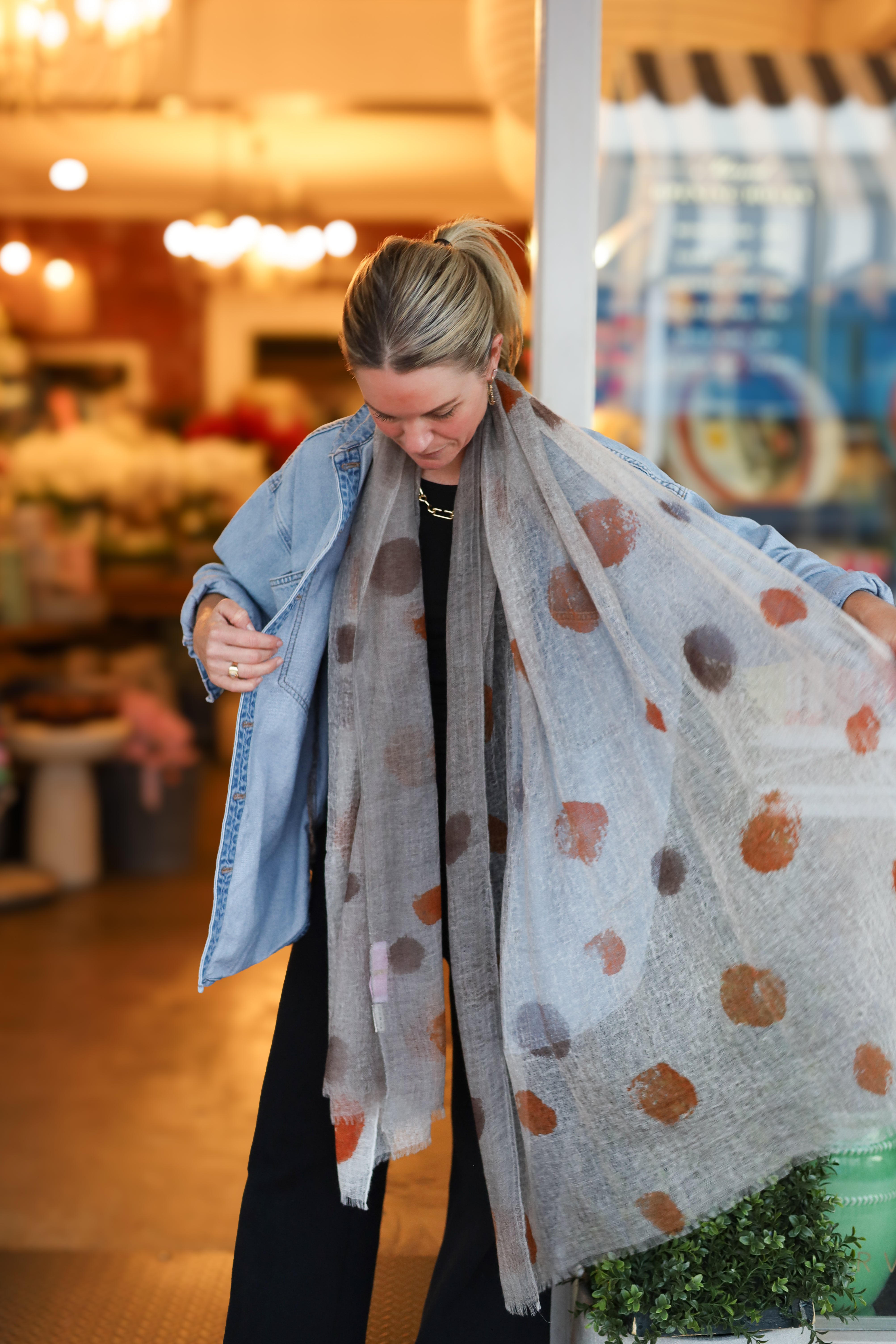 Grace and May Cashmere Spot Scarf