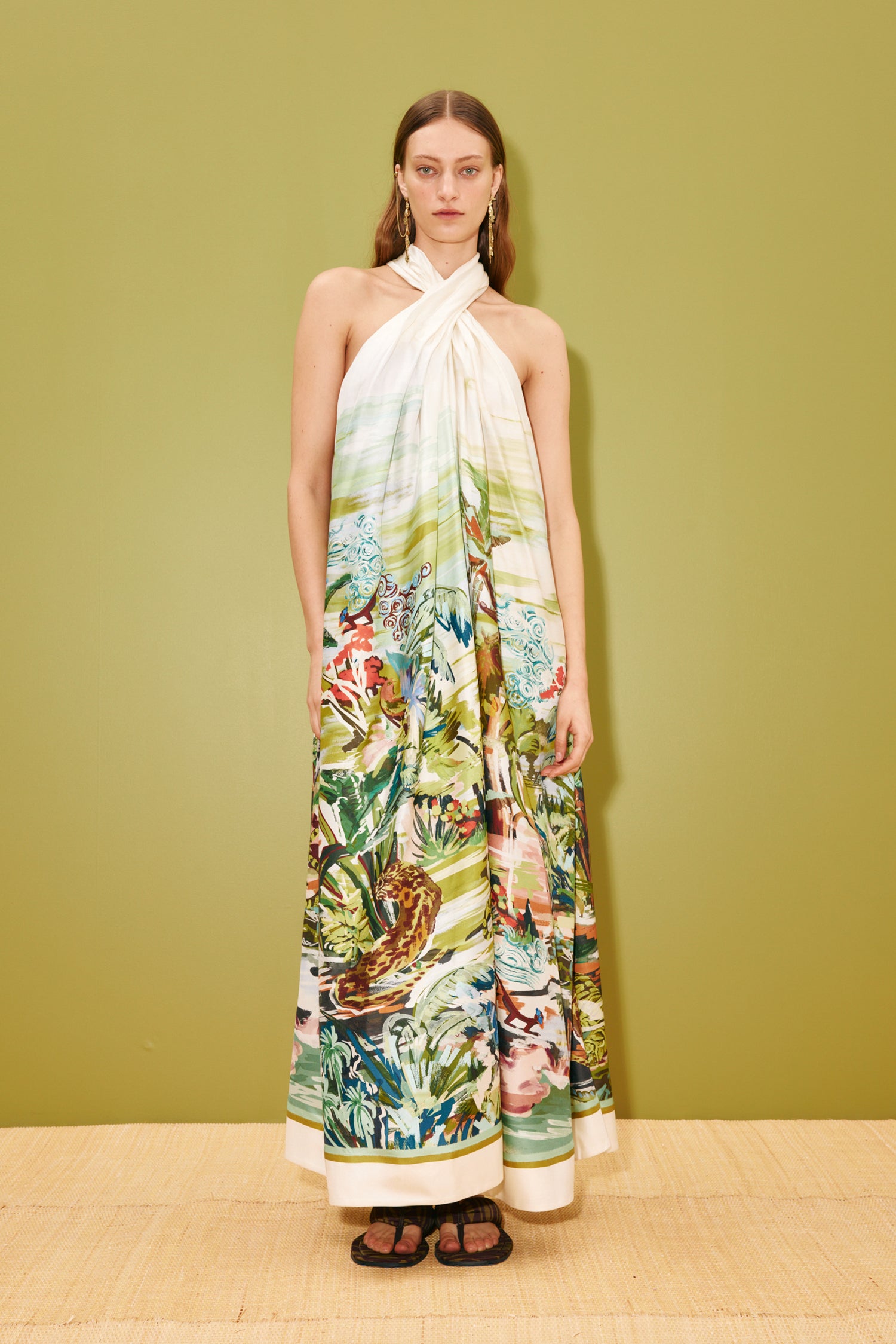 Alemais Jungle Boogie Silk Halter Dress