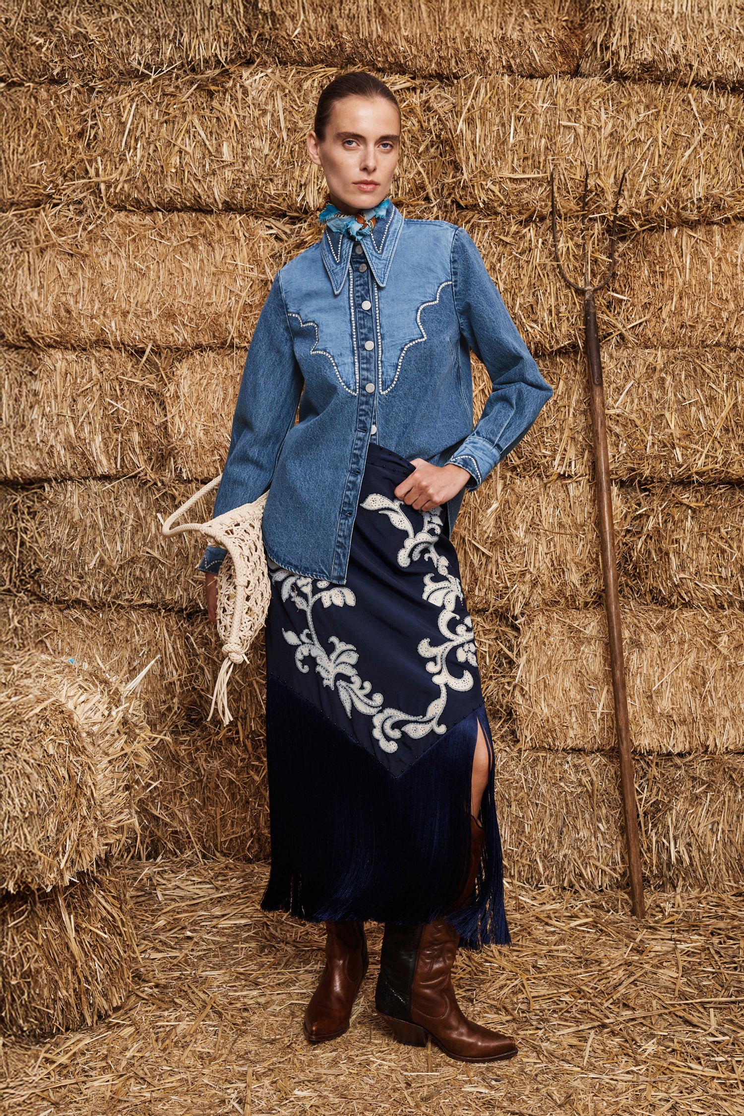 Alemais Jesse Denim Applique Shirt
