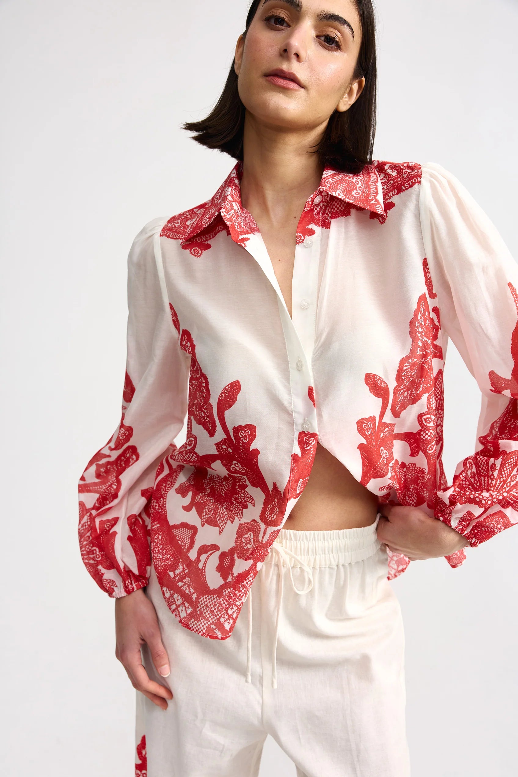 Aston Studio Vivian Blouse in Ruby Antique