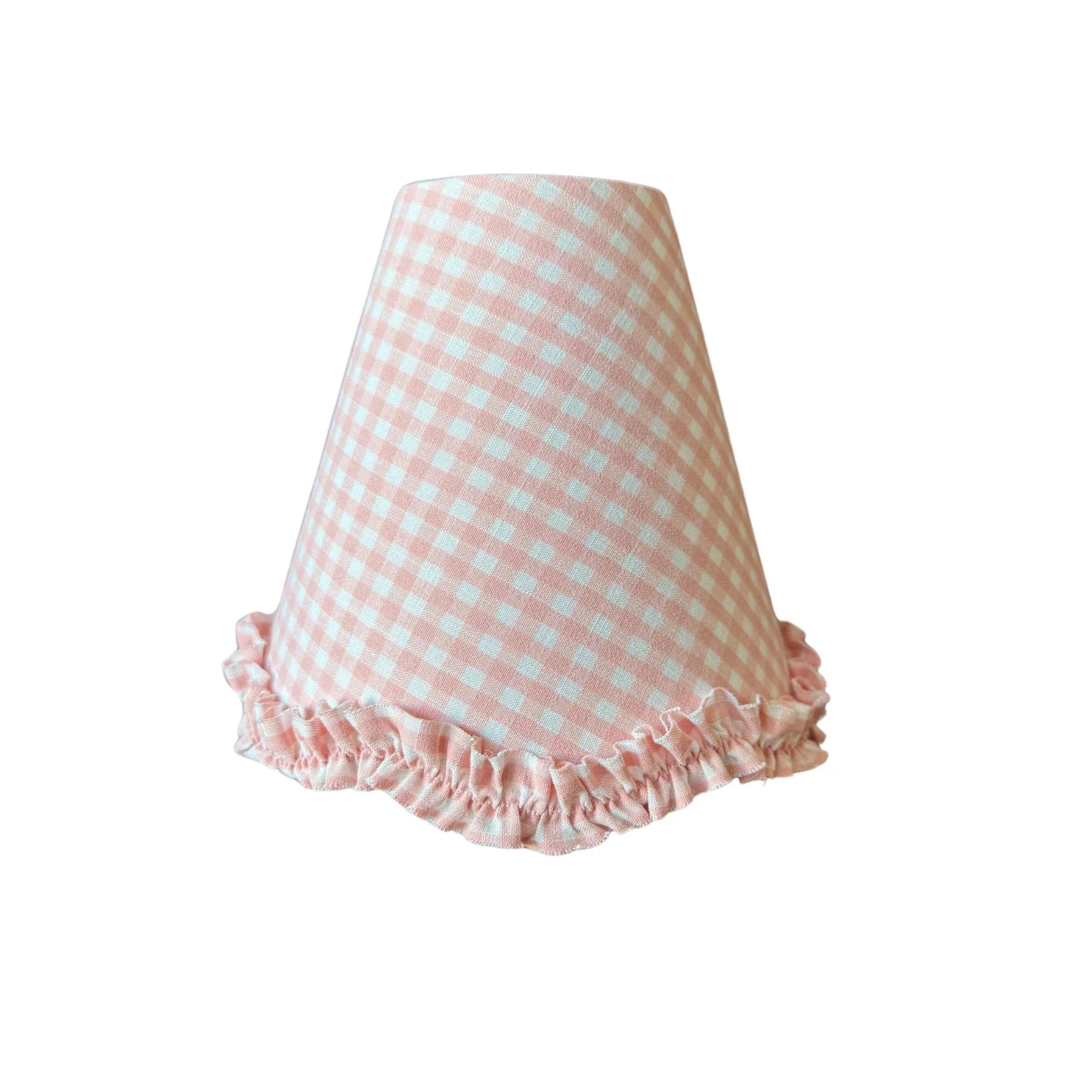 Blush Gingham Scallop Ruffle Lamp Shade