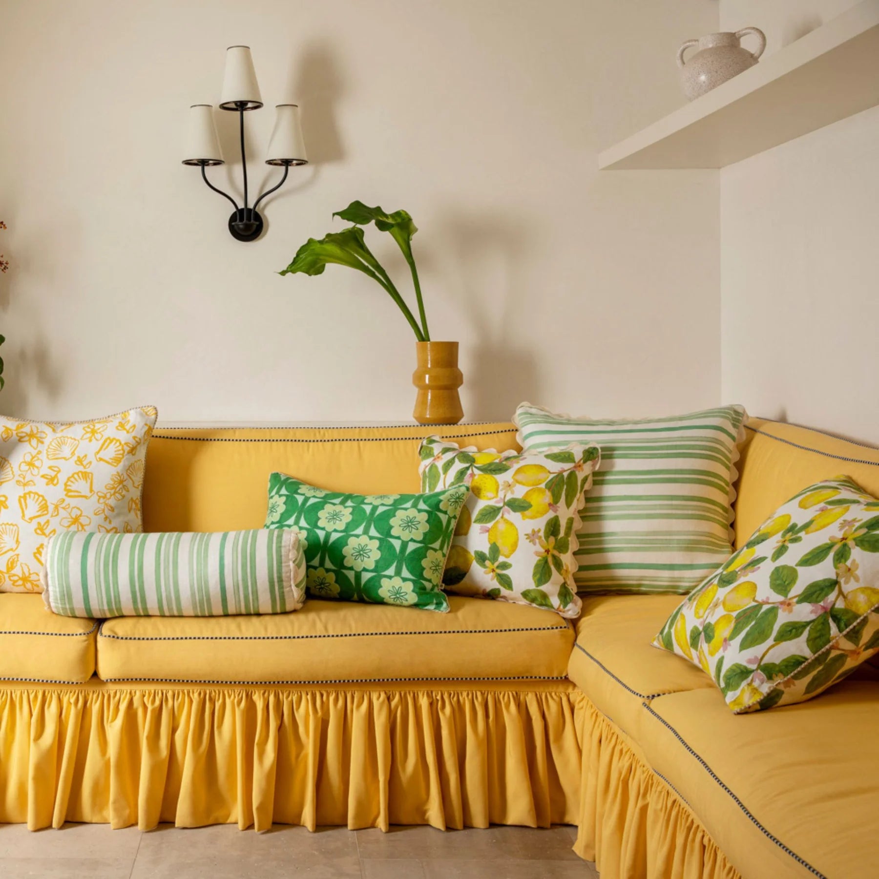 Bonnie & Neil Capri Yellow Cushion 50cm