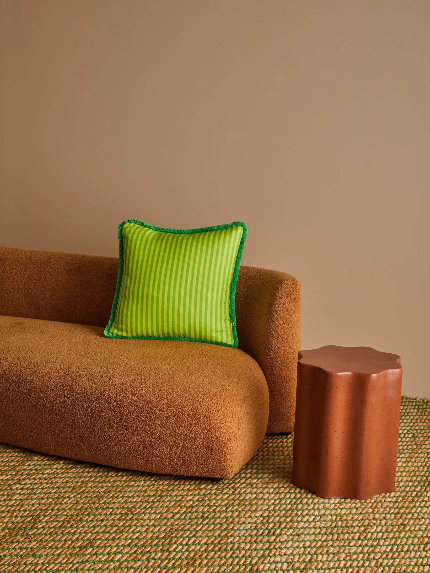 Bonnie & Neil Pinstripe Lime 50cm Cushion