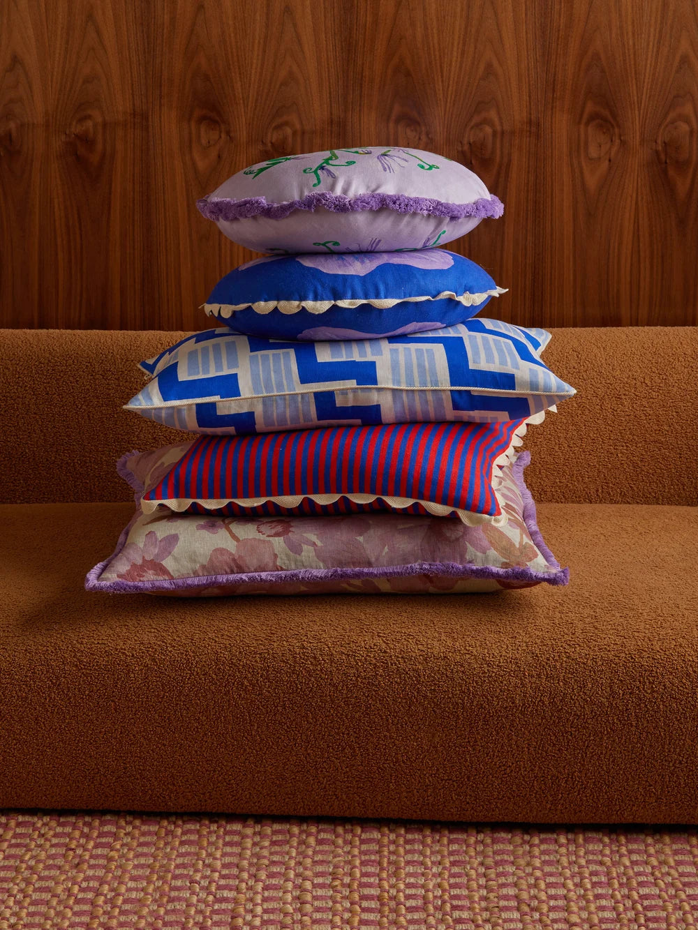 Bonnie & Neil Pinstripe Red Blue Cushion 50cm