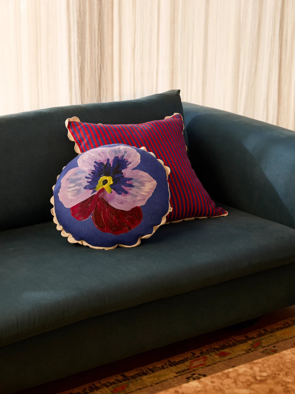 Bonnie & Neil Pansy Klein Round Cushion 45cm