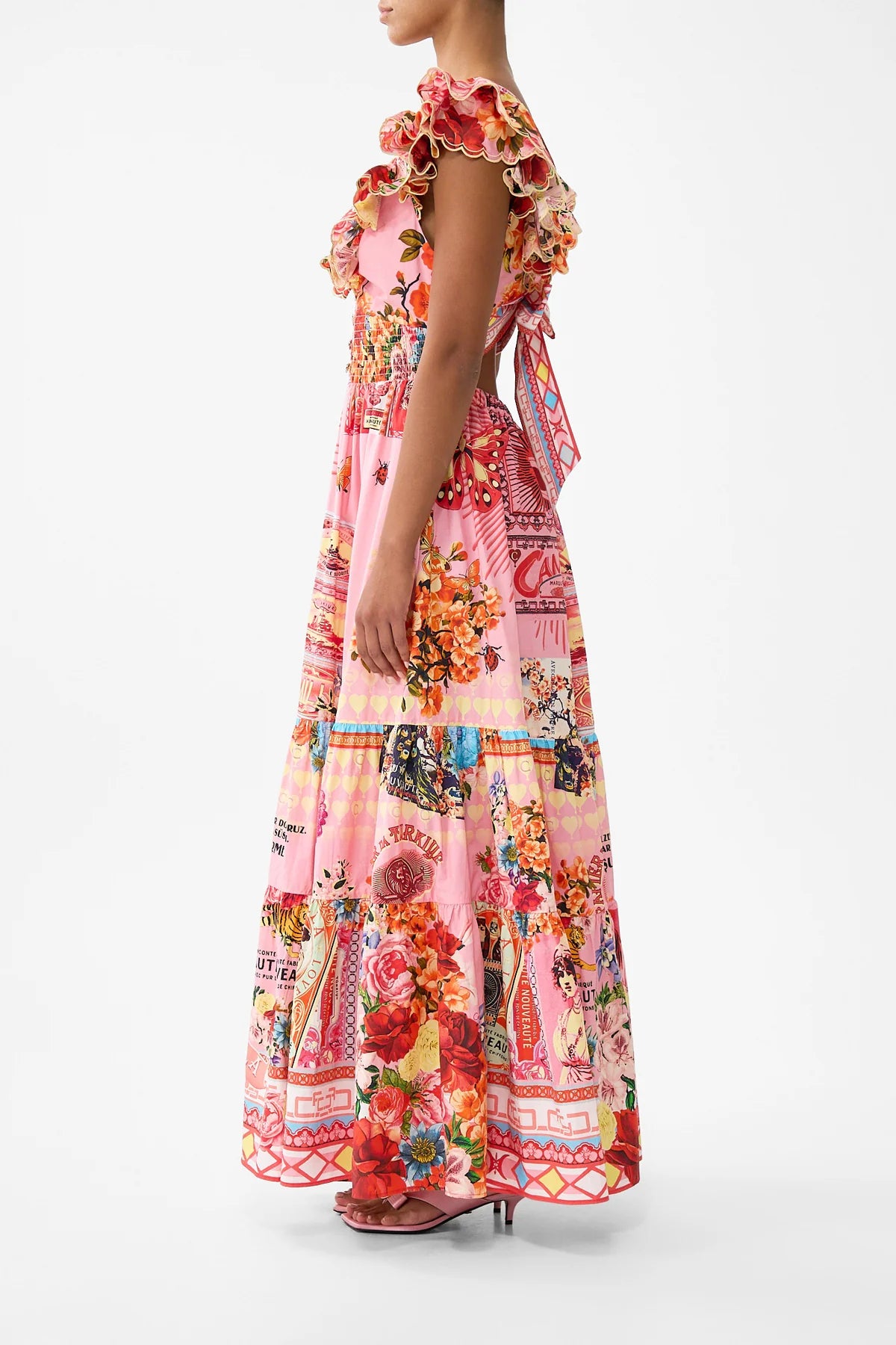 Camilla Tiered Dress With Neck Frill