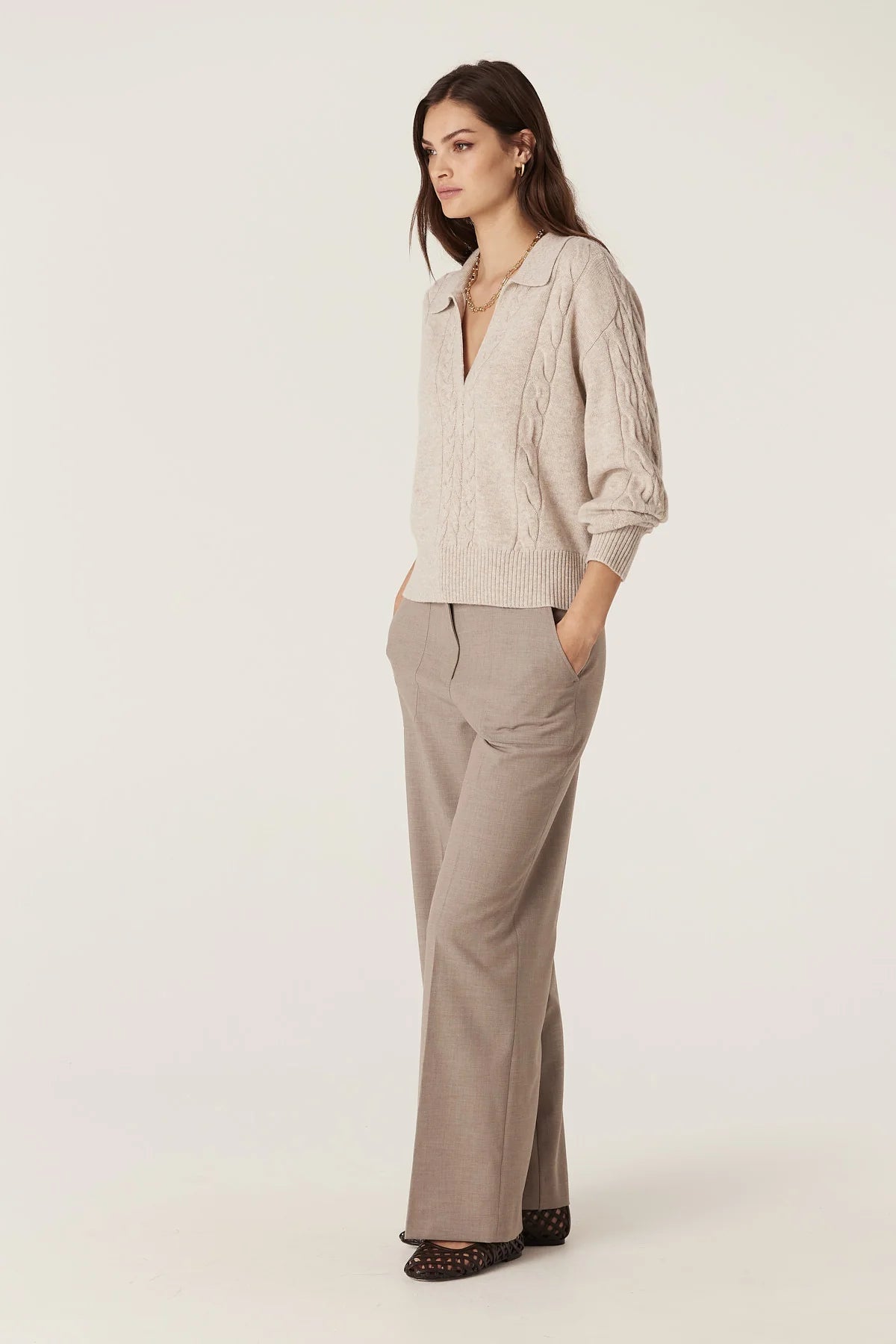 Cable Melbourne Cashwool Cable Polo Jumper