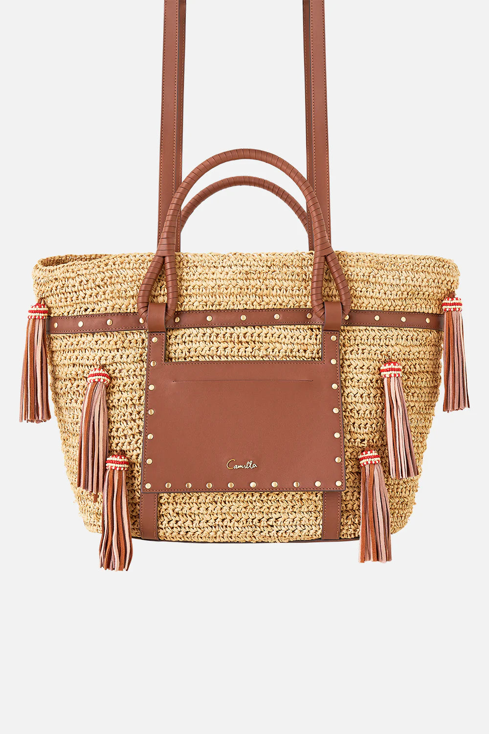 Camilla Raffia Tote with Tassels