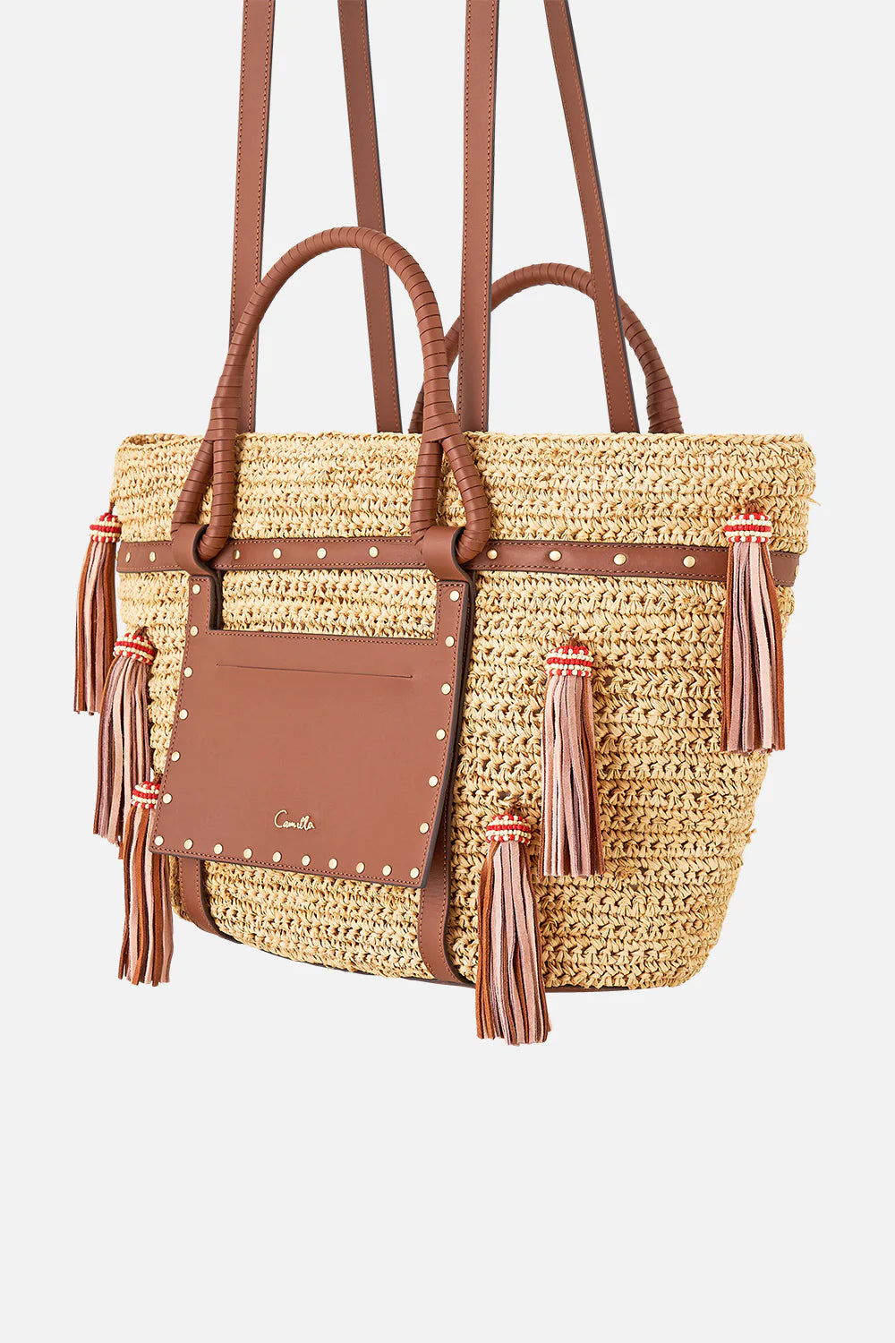 Camilla Raffia Tote with Tassels