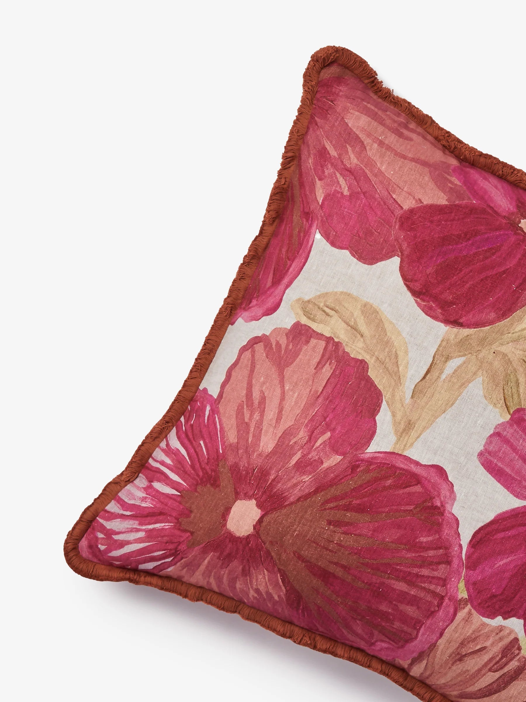 Bonnie and Neil Wild Pansy Pink Linen Cushion 60cm