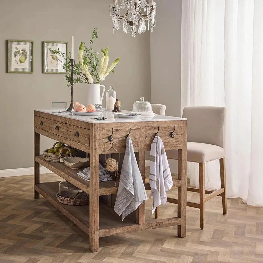 Denver Kitchen Island Natural & White