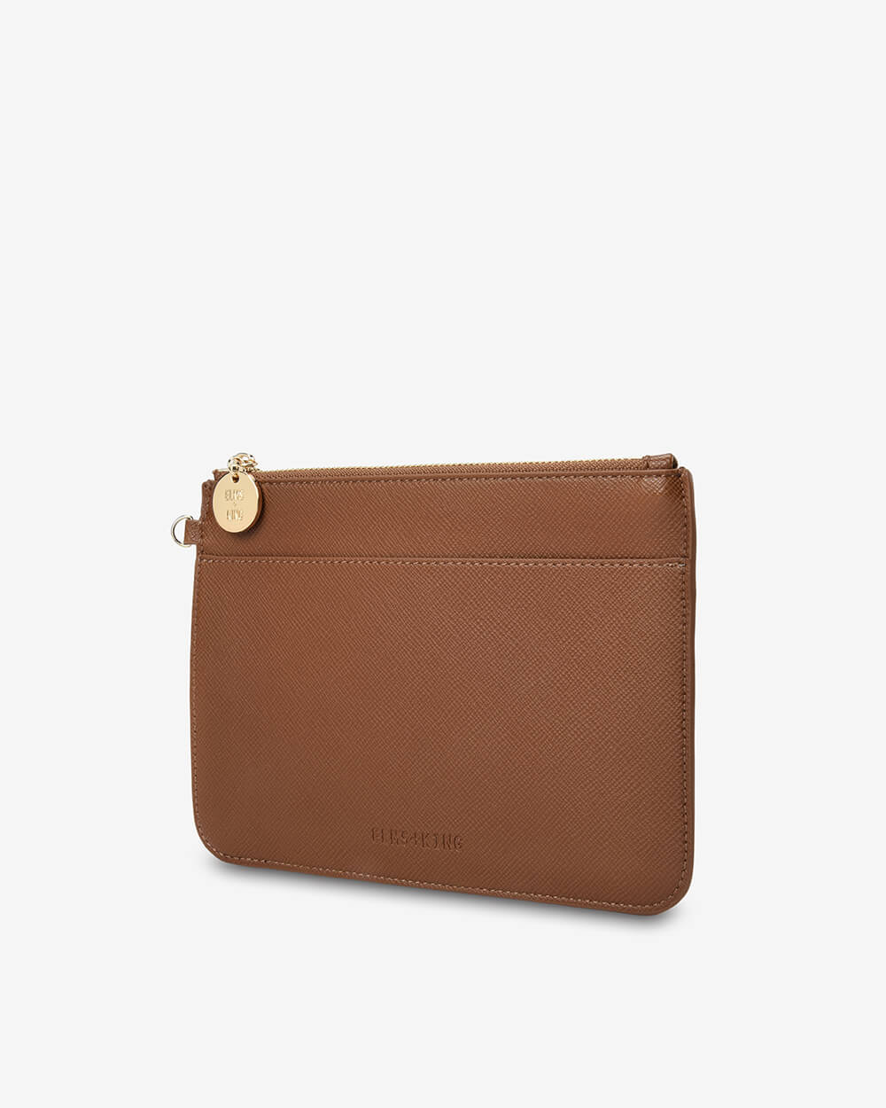 Elms + King Flat Pouch - Tan Saffiano