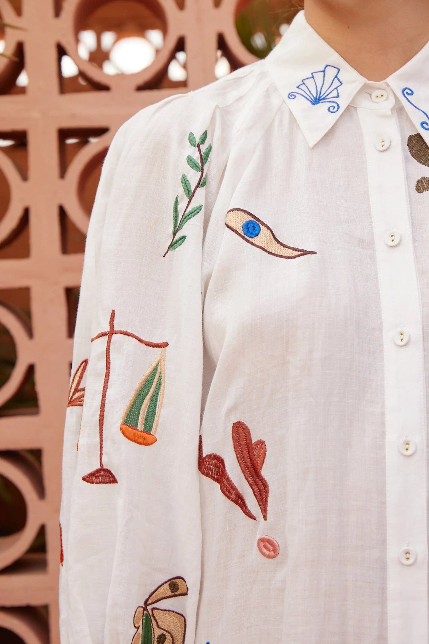 Alemais Mina Embroidered Shirtdress