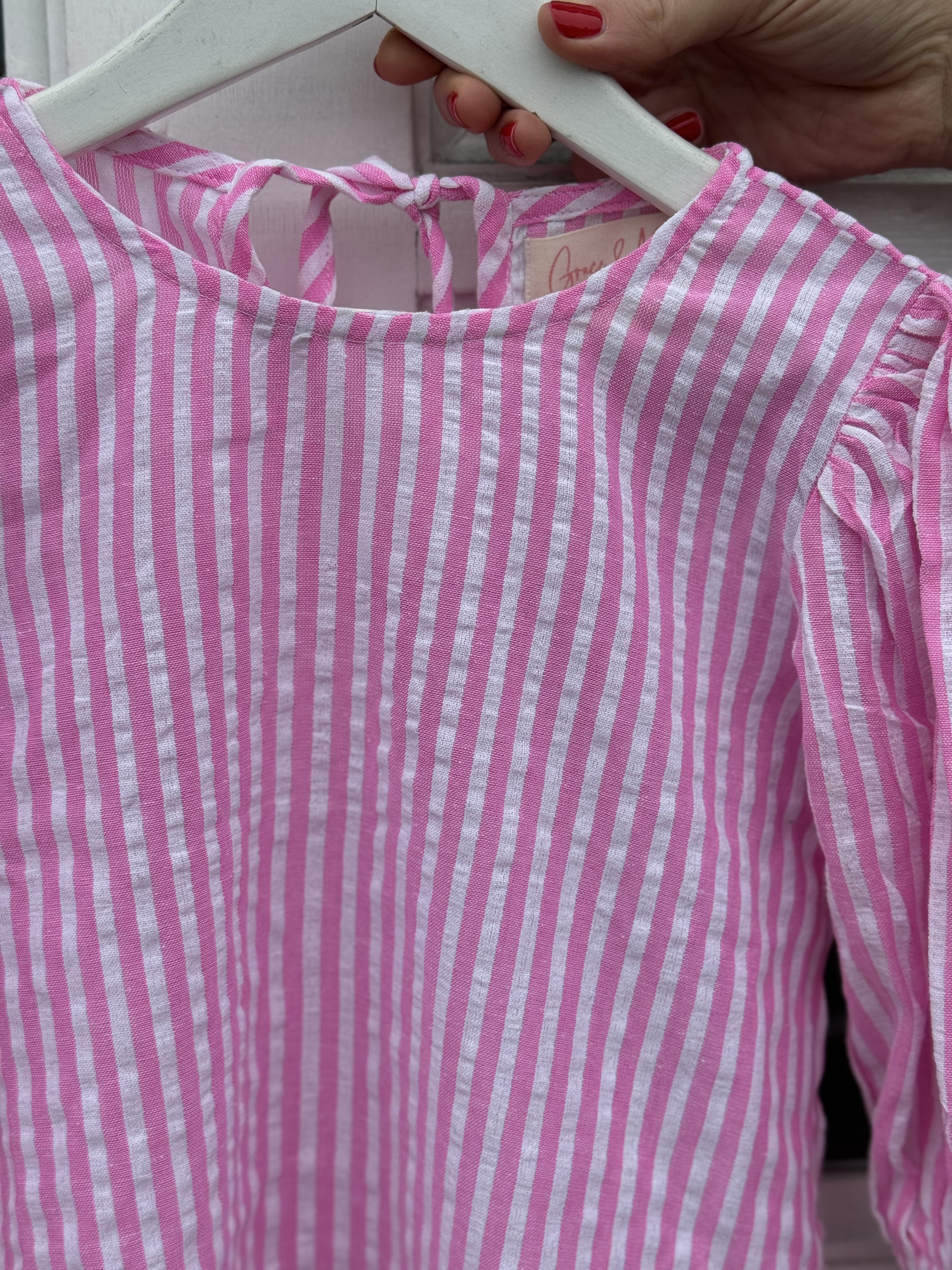 Grace & May Mini Pink Stripe A-line Dress