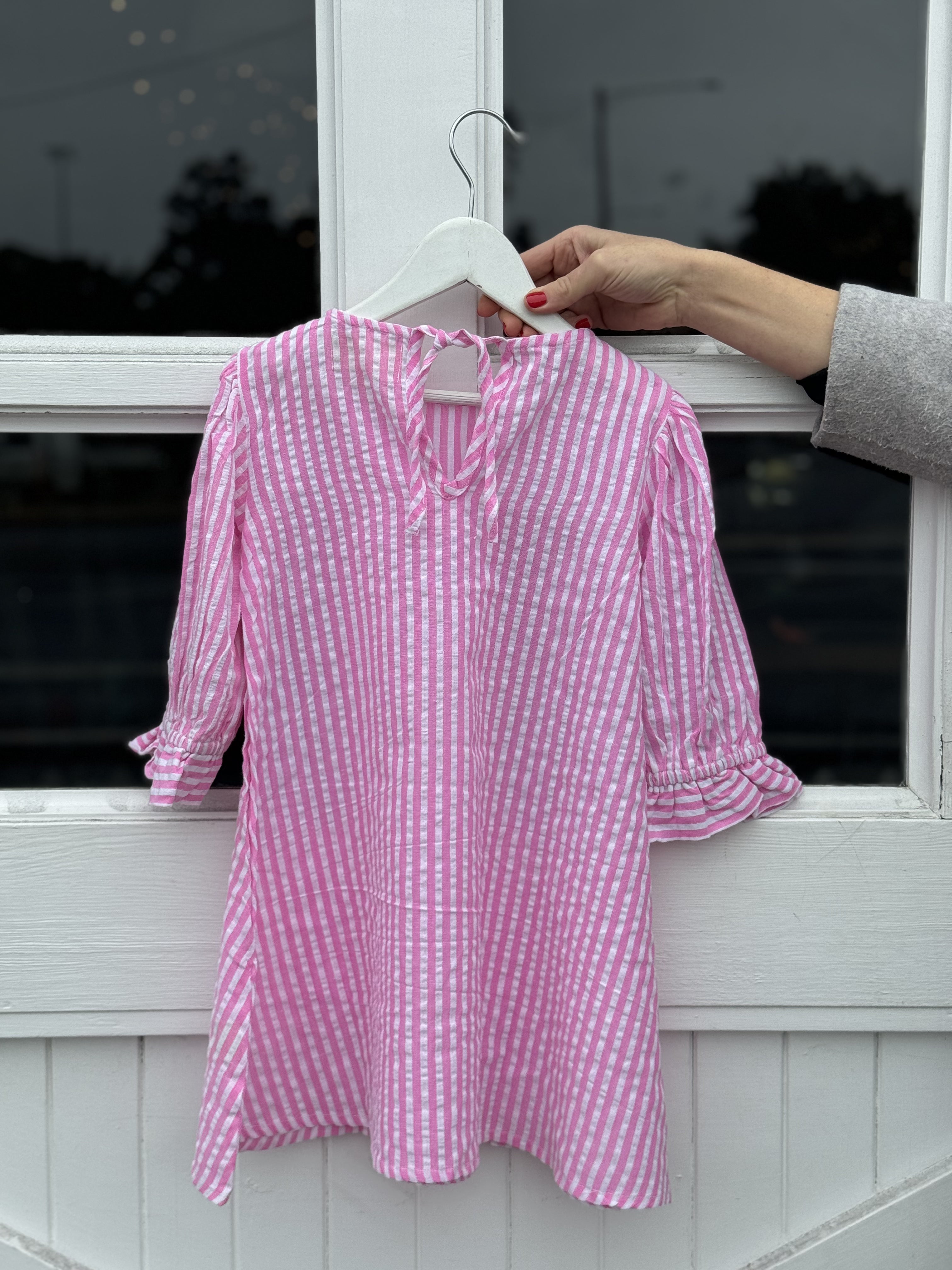 Grace & May Mini Pink Stripe A-line Dress