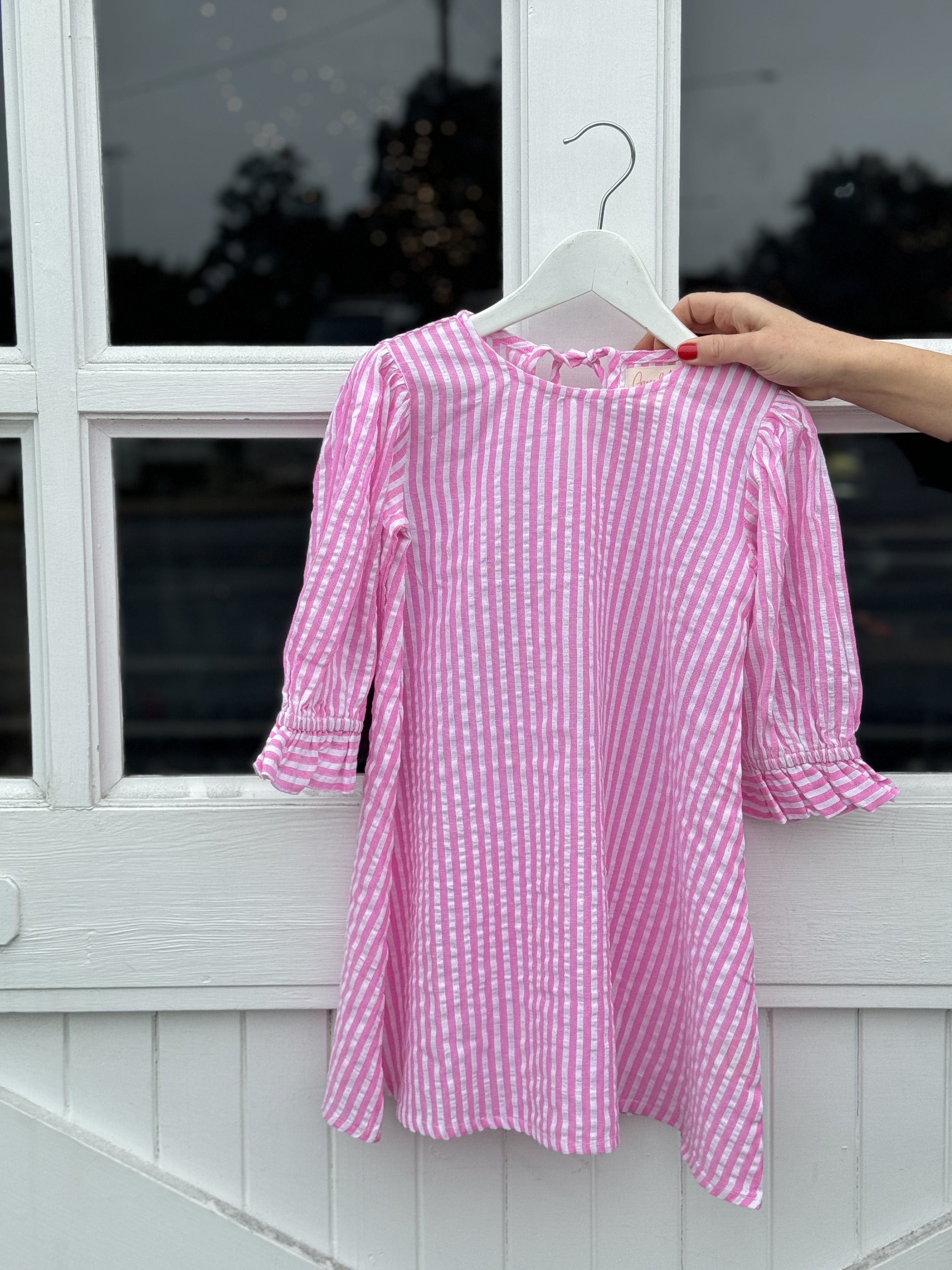 Grace & May Mini Pink Stripe A-line Dress