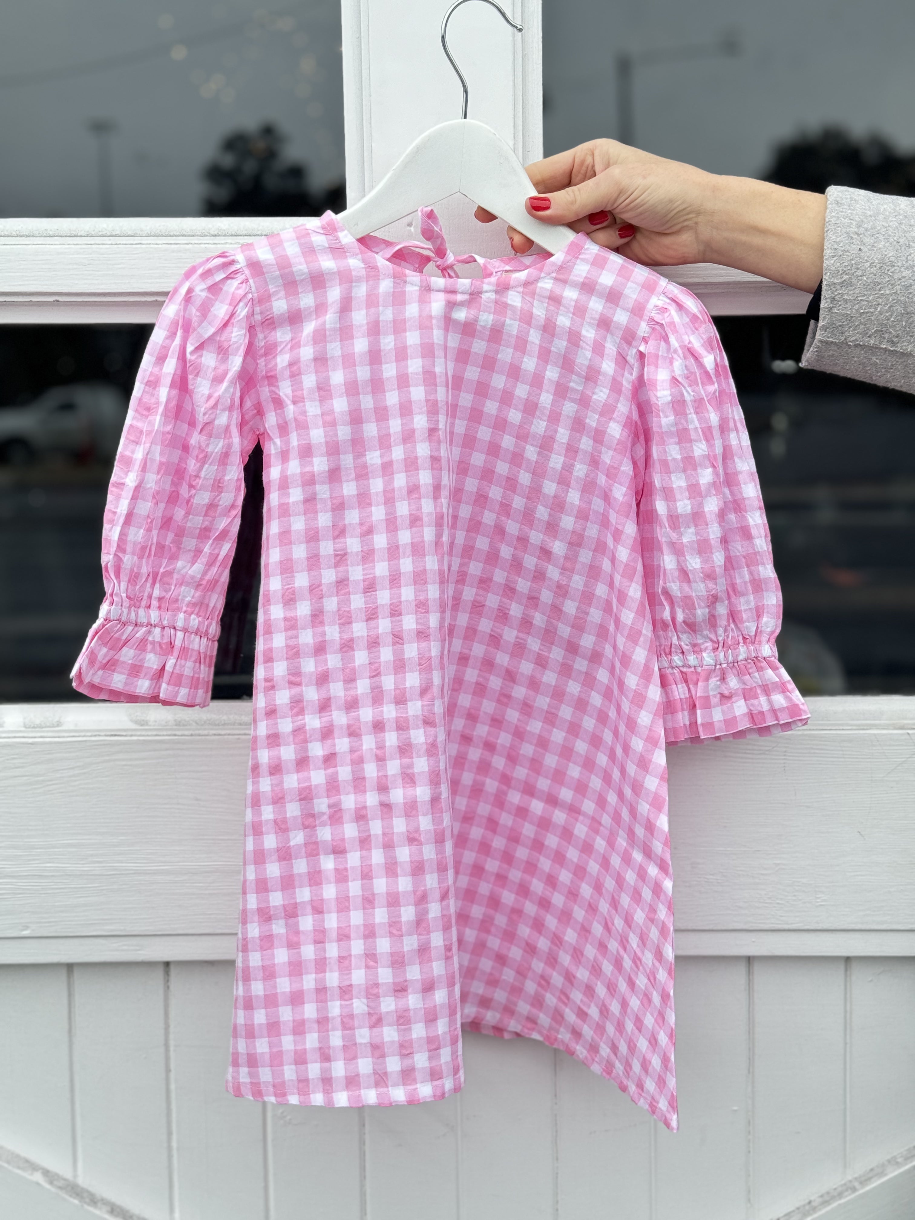 Grace & May Mini Pink Gingham A-line Dress