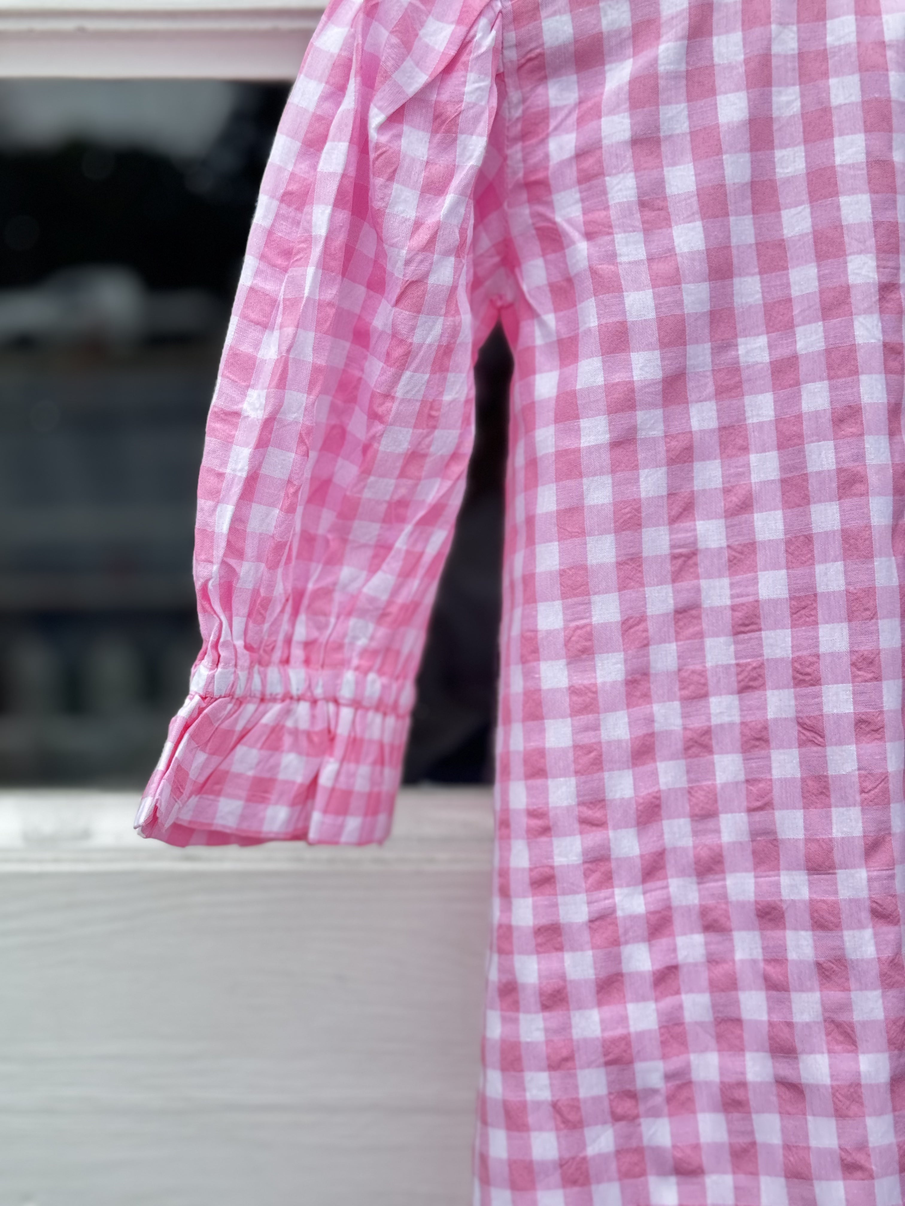 Grace & May Mini Pink Gingham A-line Dress