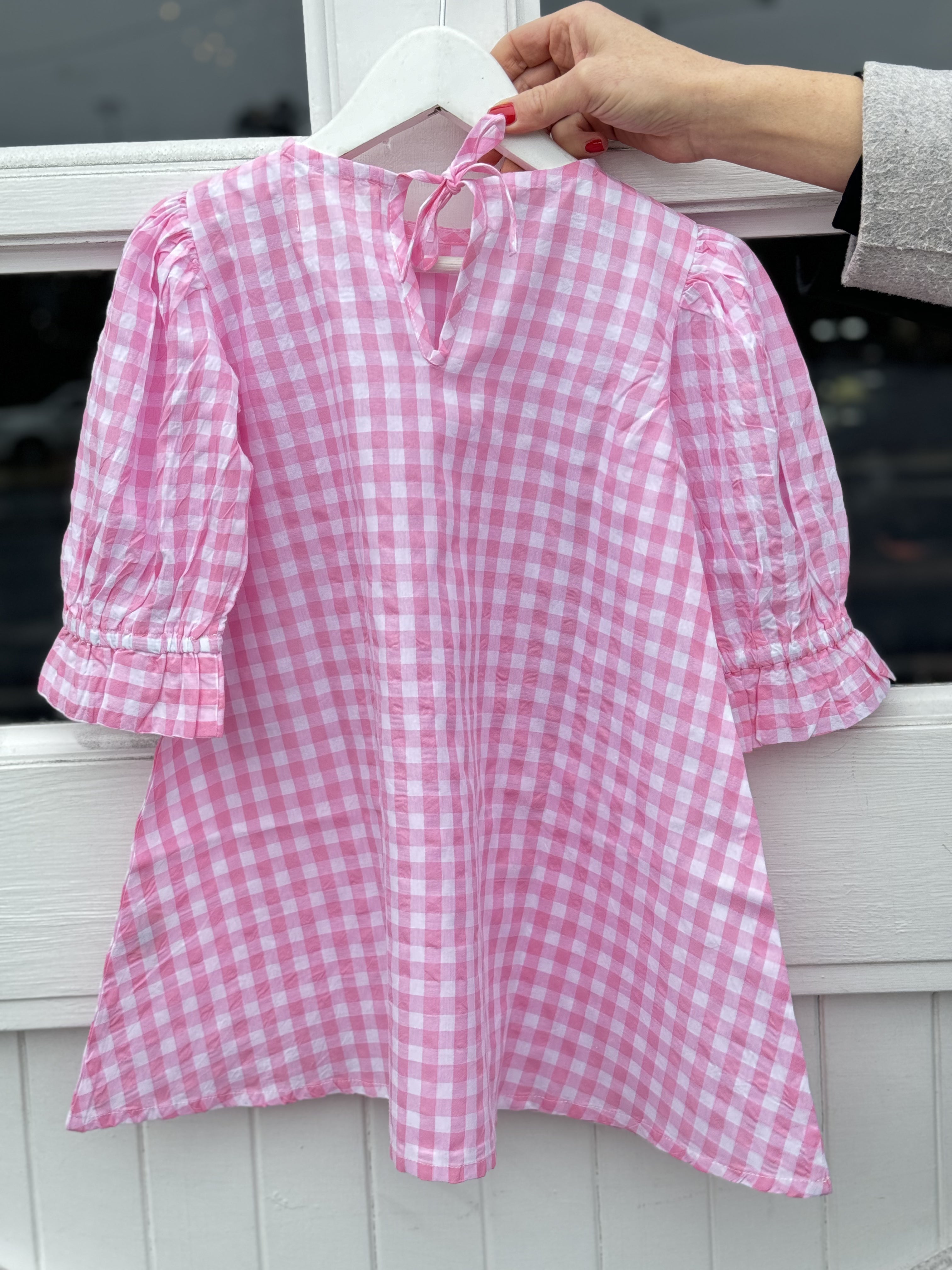 Grace & May Mini Pink Gingham A-line Dress