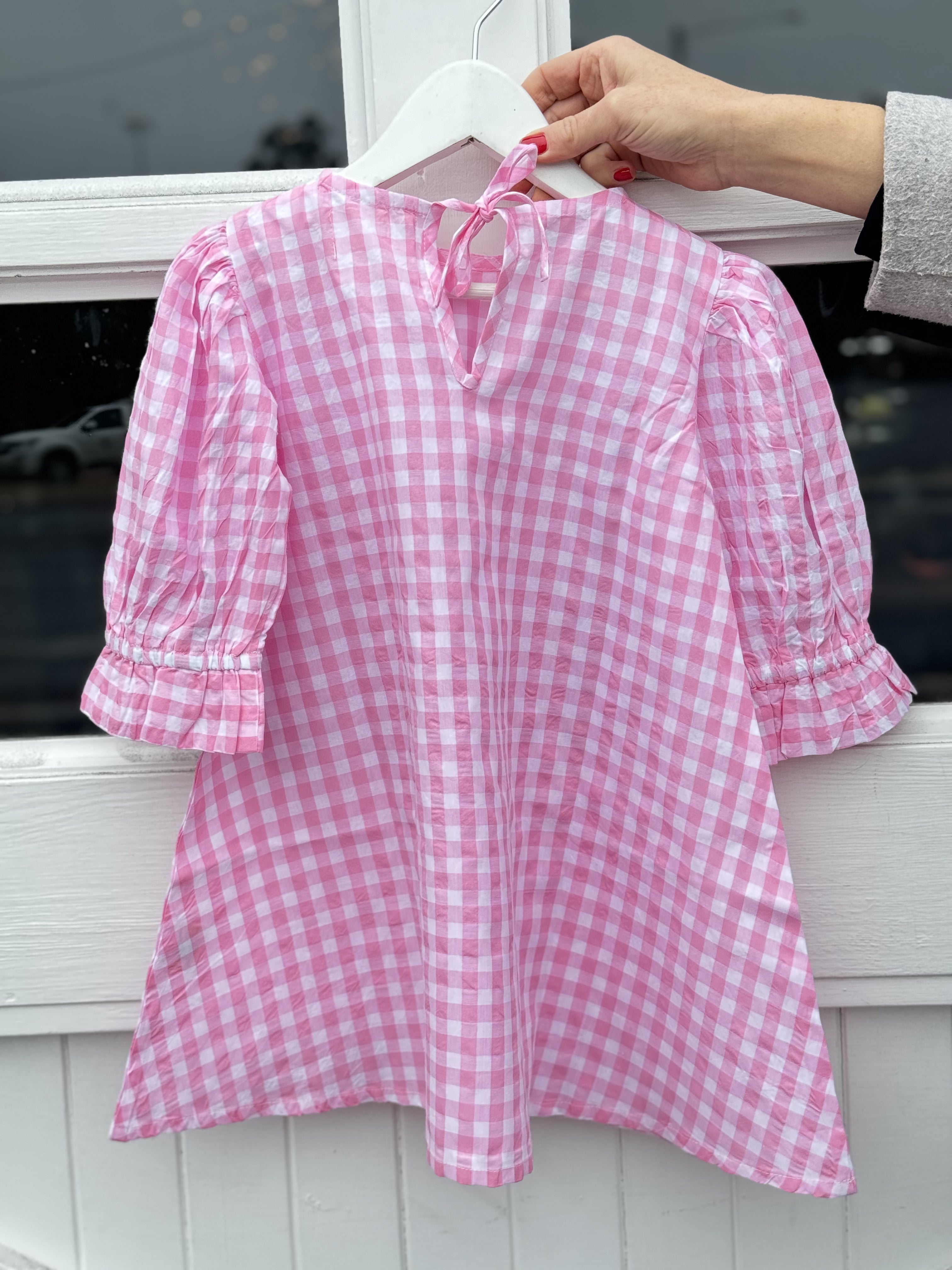 Grace & May Mini Pink Gingham A-line Dress