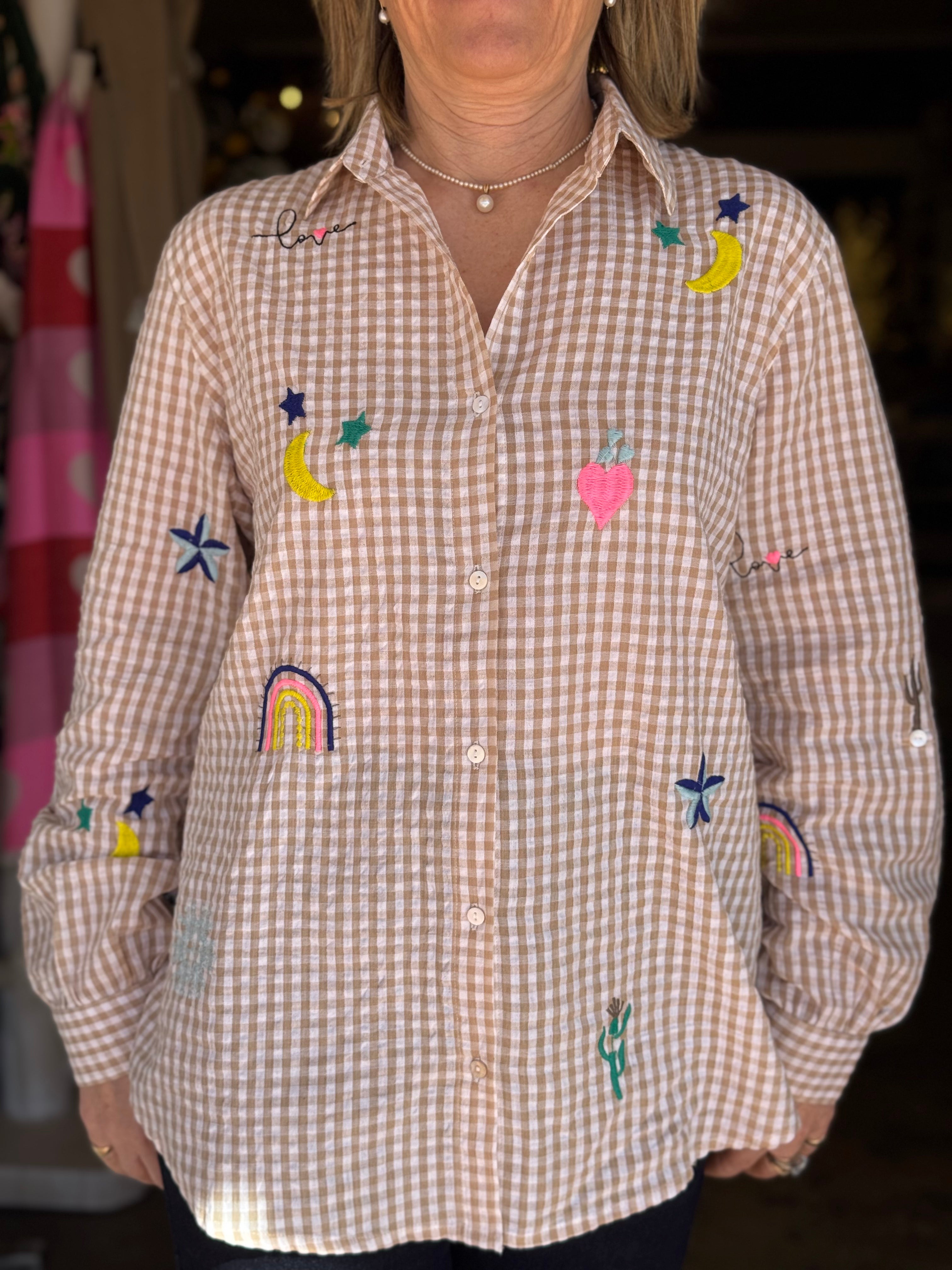 Gingham Embroided Shirt