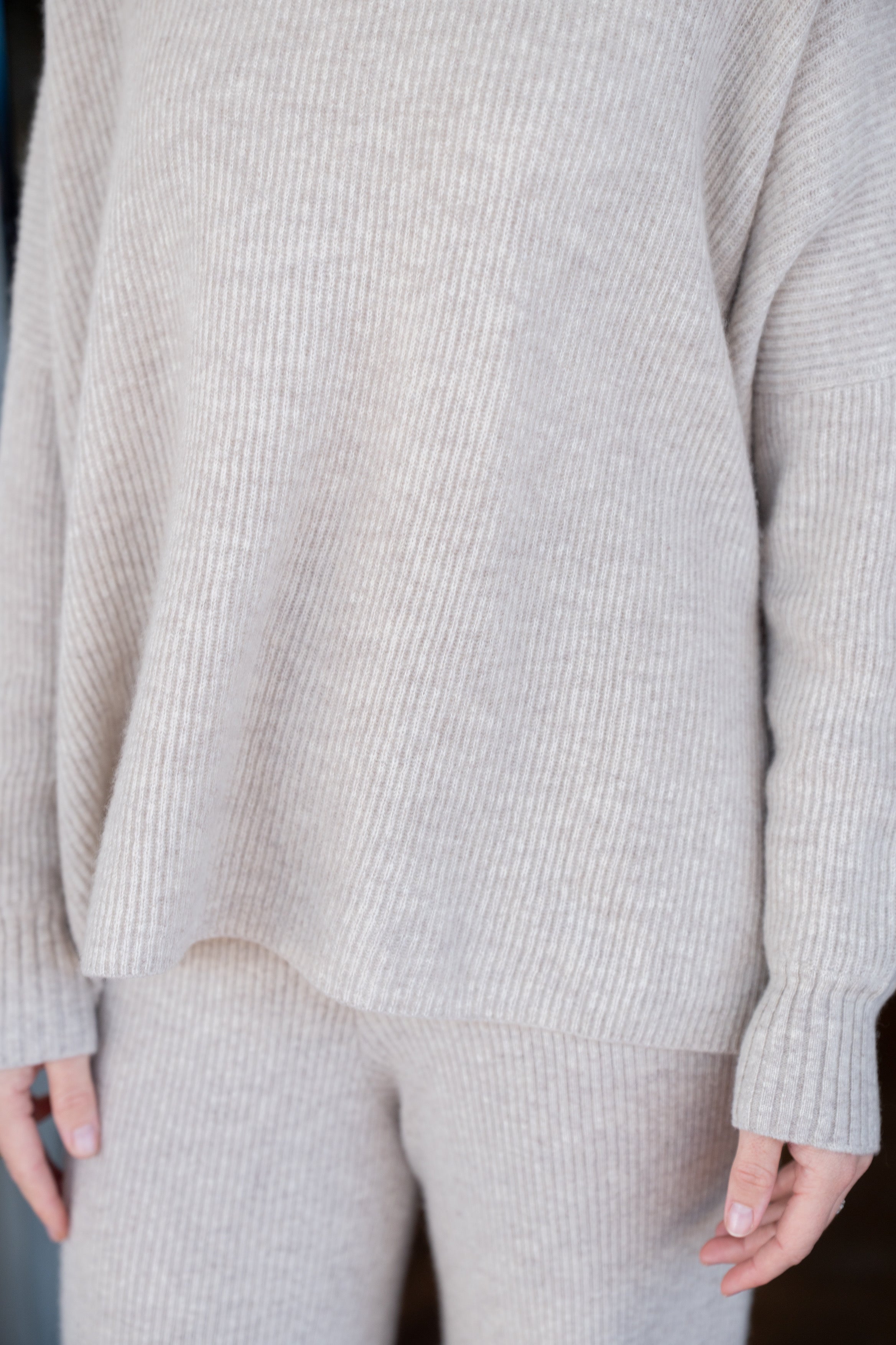Grace and May Natural Ribbed Roll Neck