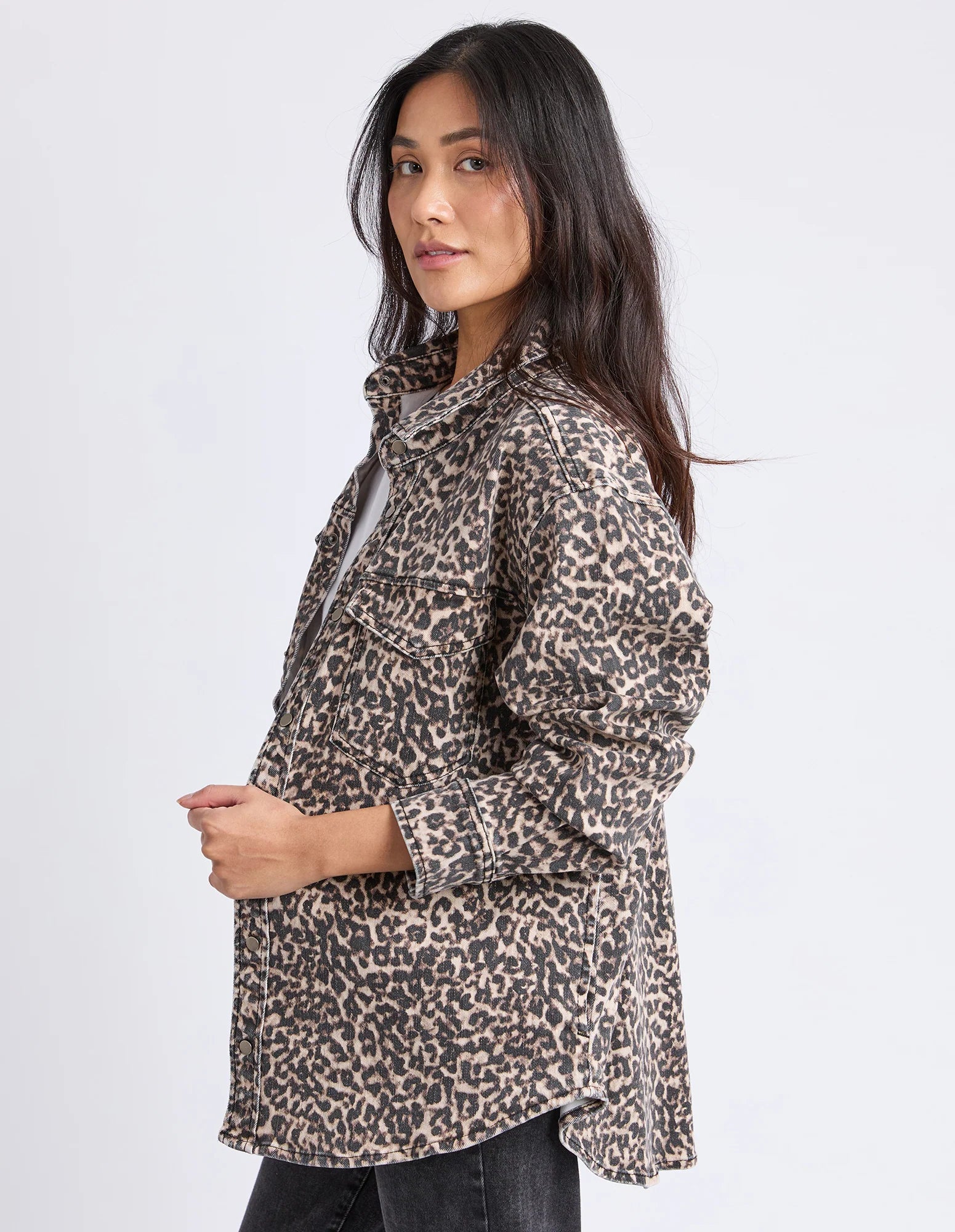 Foxwood Leopard Print Denim Shirt