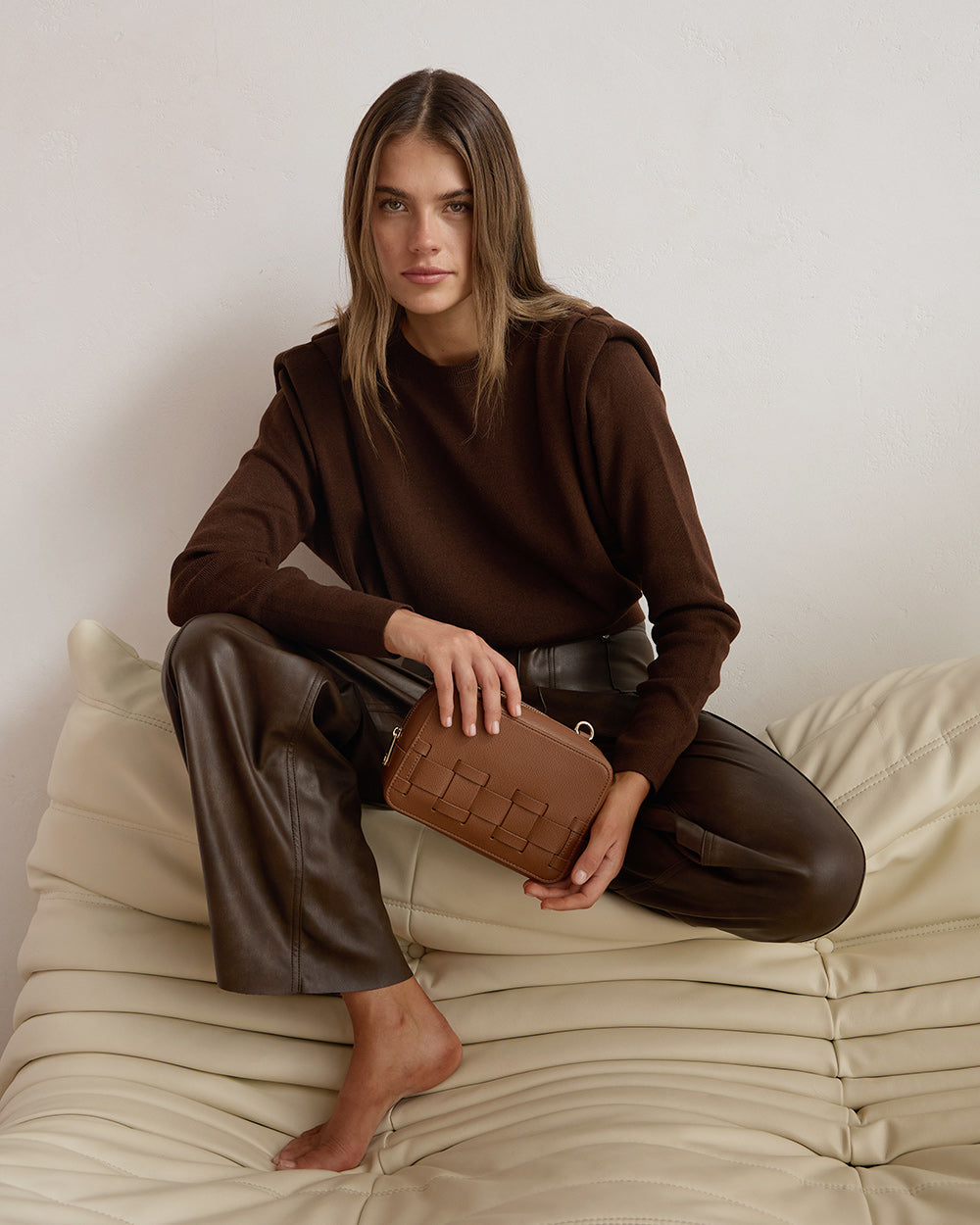 Elms + King London Crossbody - Tan Saffiano