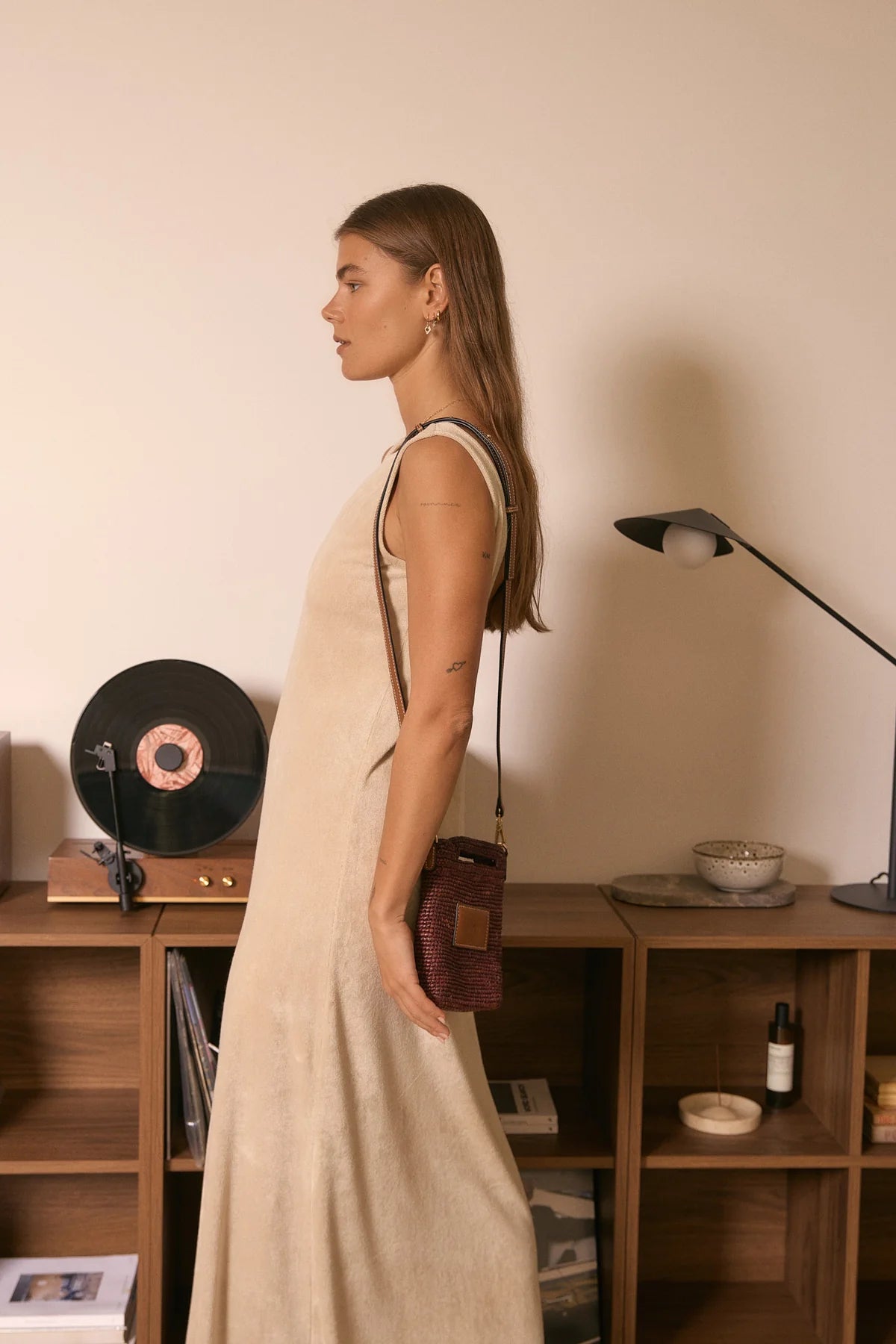 Nim Leather Trimmed Raffia Pocket