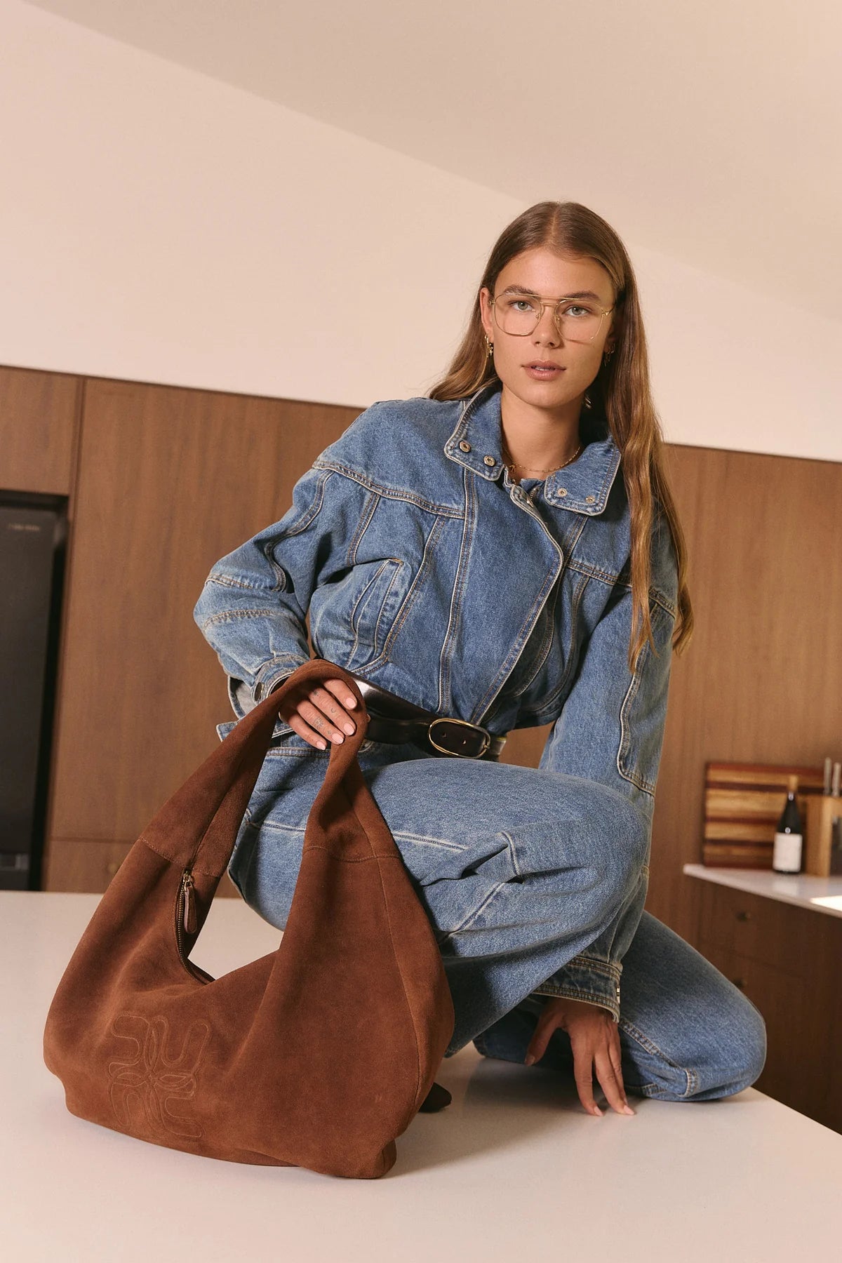 Nim Suede Oversized Crescent