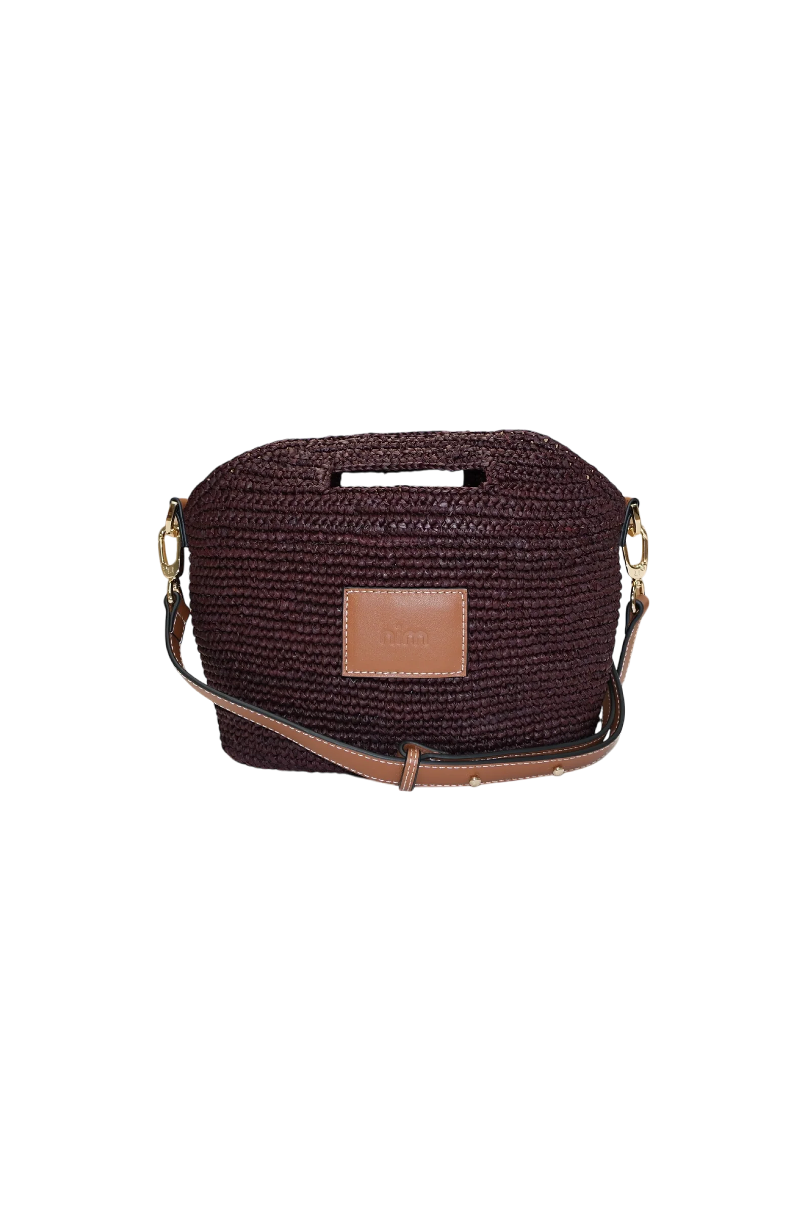 Nim Leather Trimmed Raffia Mini