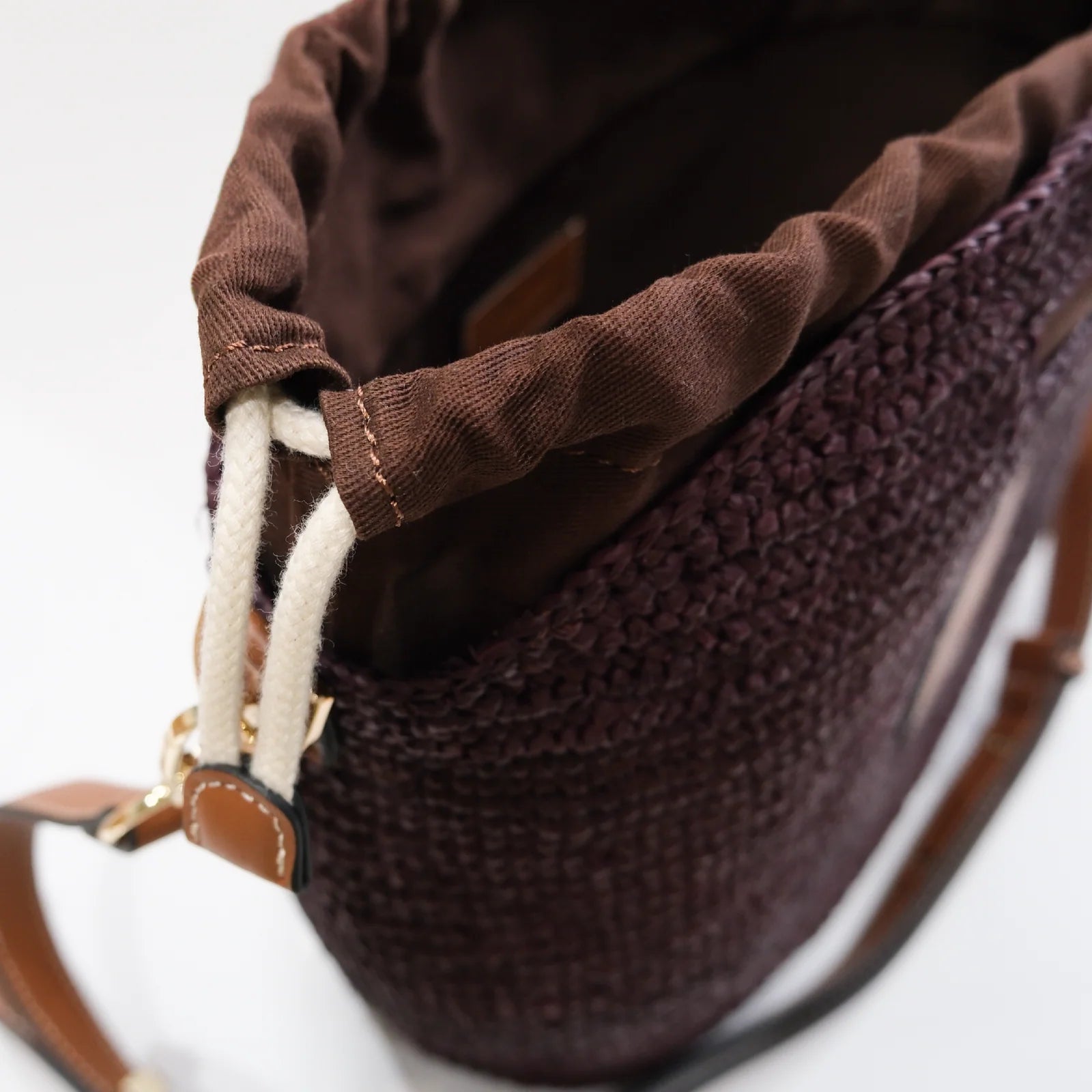 Nim Leather Trimmed Raffia Mini