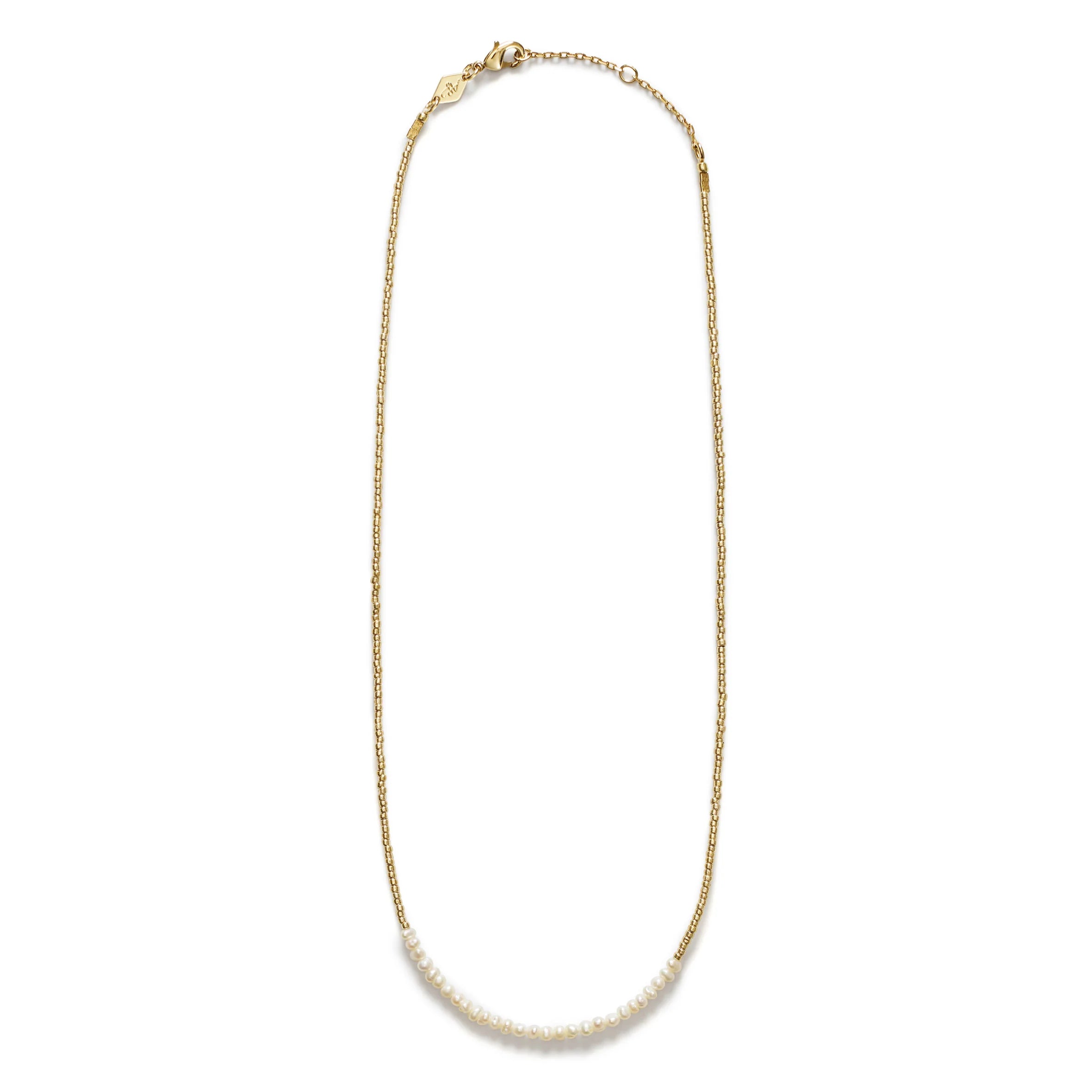 ANNI LU SLIM PEARLY NECKLACE, GOLD