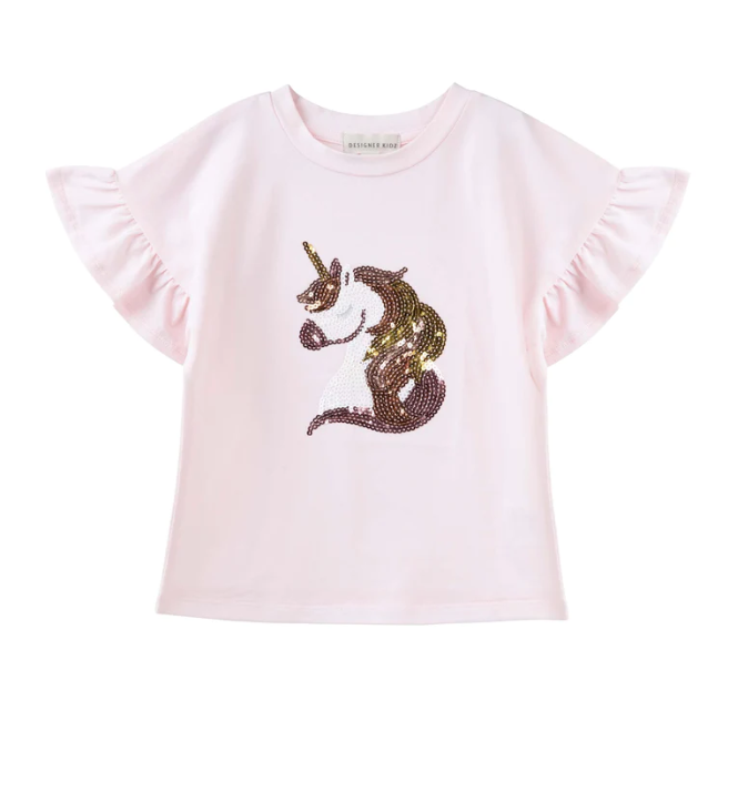 Designer Kidz Unicorn Sequin Frill Top