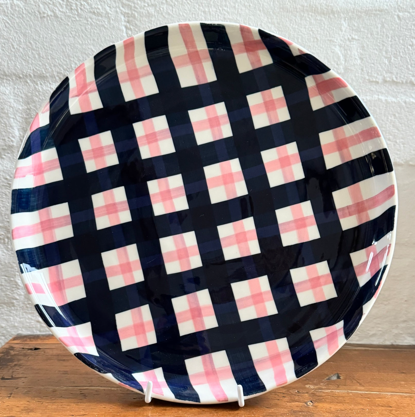 Noss & Co Navy & Pink Gingham Platter