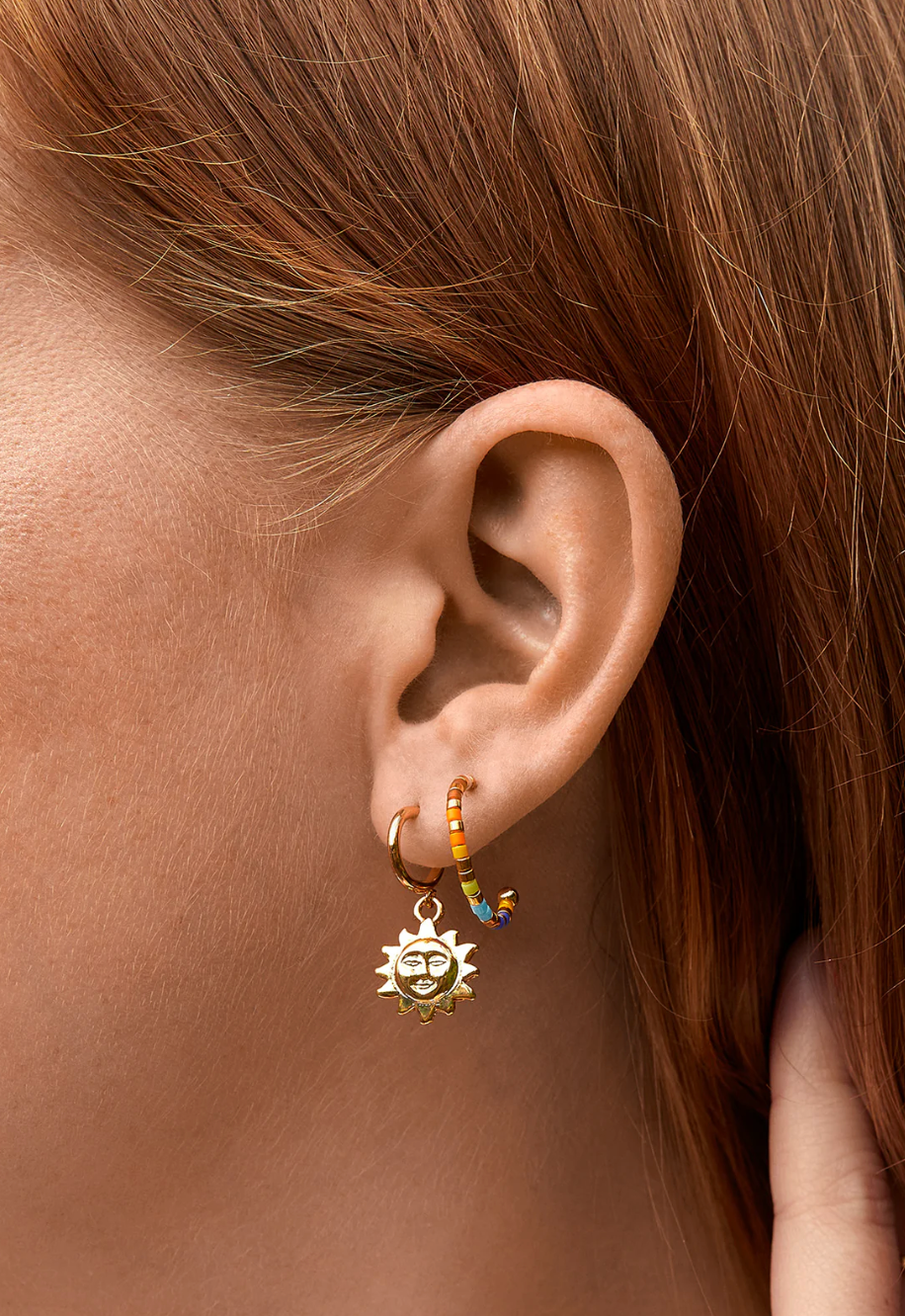 Estella Rainbow Beaded Hoop Earrings