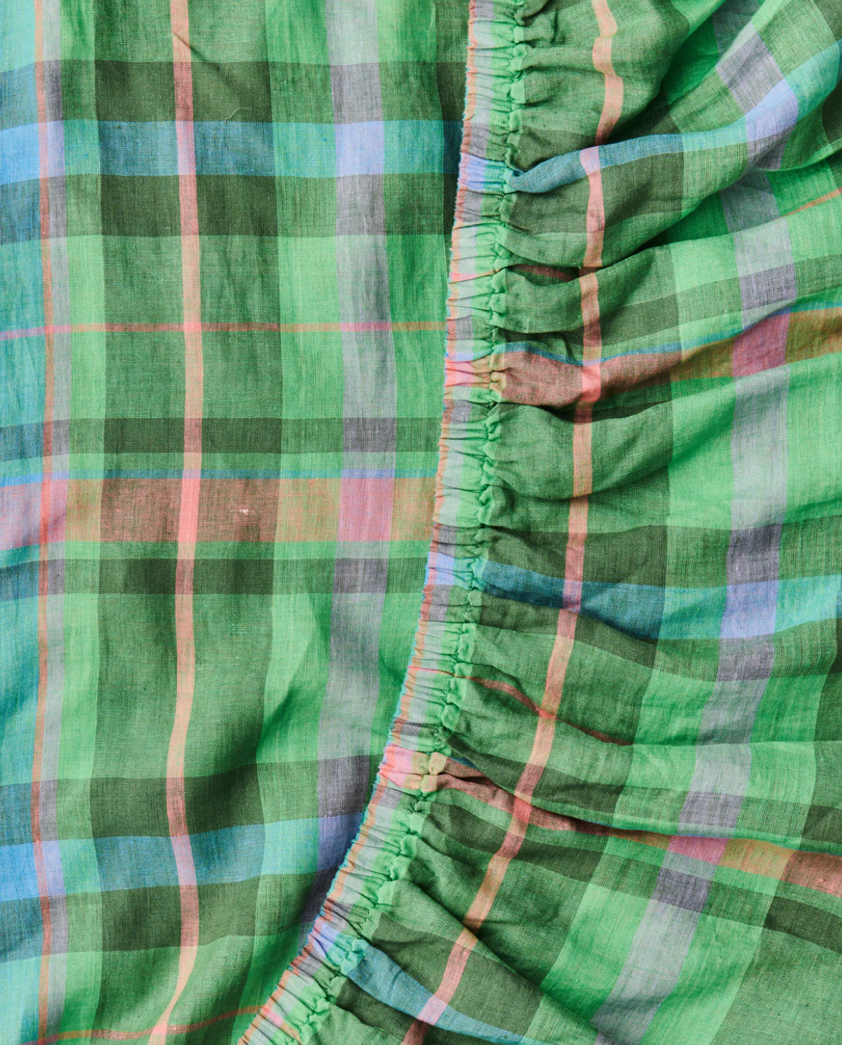 Kip & Co Jewel Of The Nile Tartan Linen Fitted Sheet