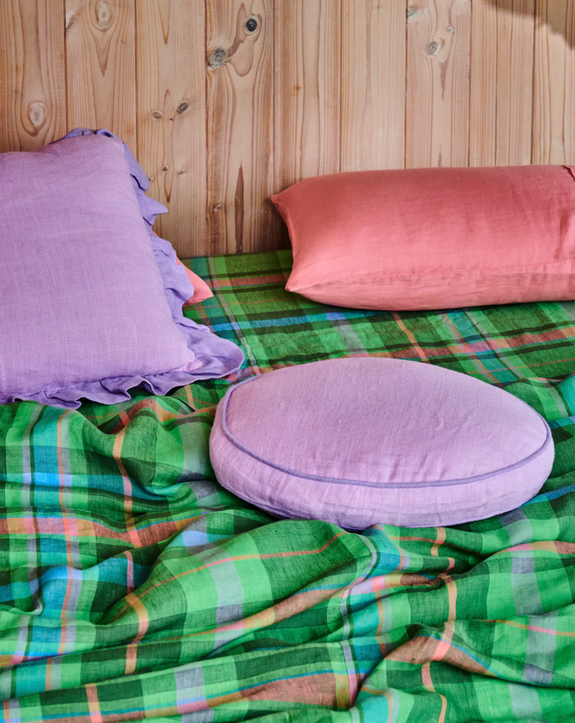 Kip & Co Jewel Of The Nile Tartan Linen Fitted Sheet