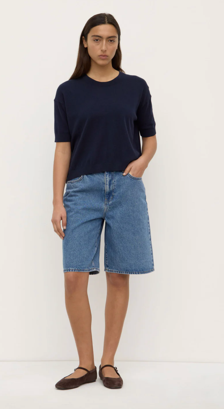 Assembly Label Vanya Cotton Cashmere Boxy Knit Tee