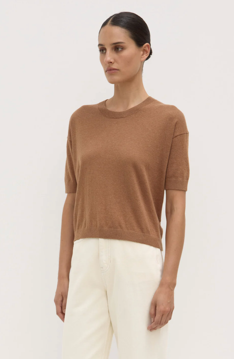 Assembly Label Vanya Cotton Cashmere Boxy Knit Tee