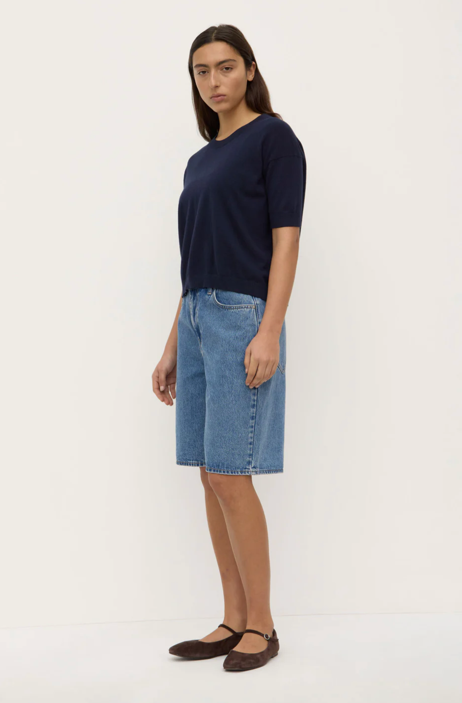 Assembly Label Vanya Cotton Cashmere Boxy Knit Tee