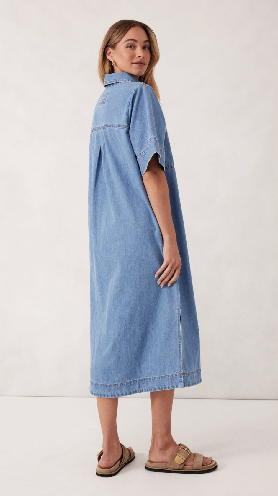 Ceres Life Short sleeve Yoke Midi Dress