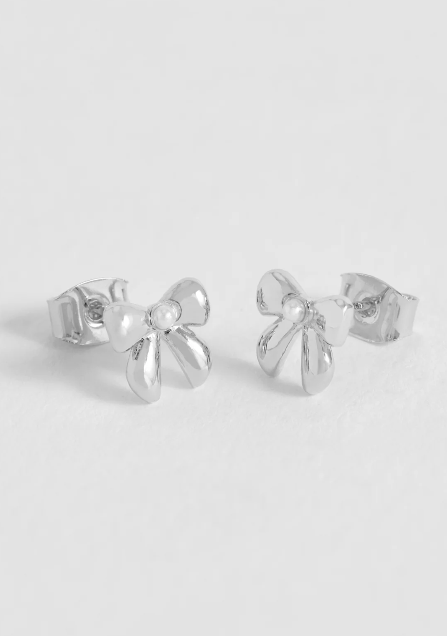 Estella Bartlett Pearl Bow Studs Silver