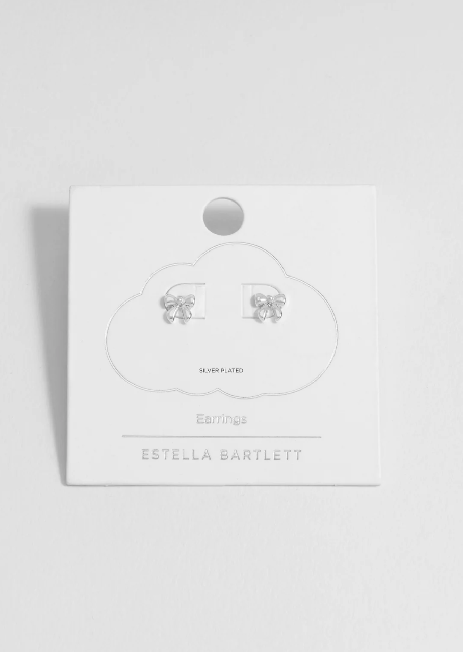 Estella Bartlett Pearl Bow Studs Silver