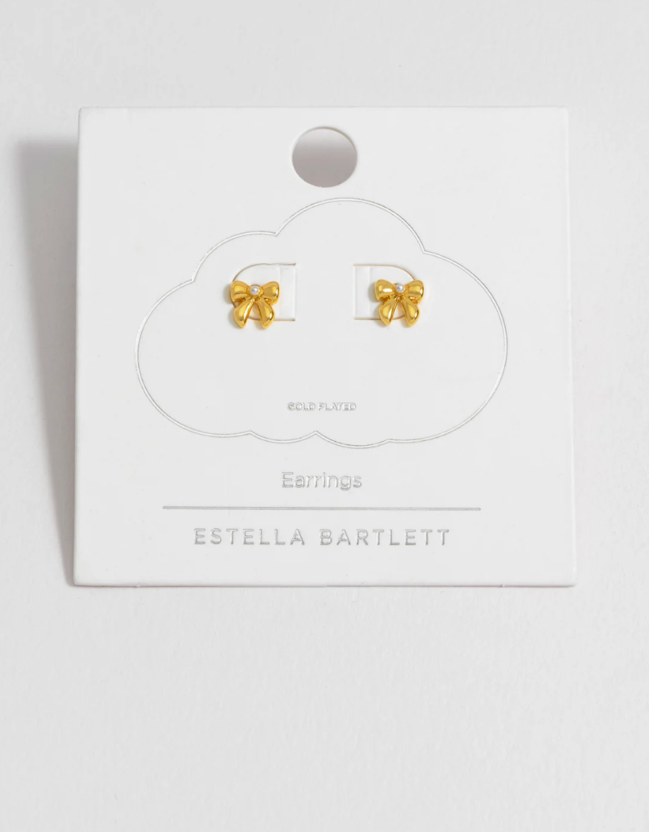 Estella Bartlett Pearl Bow Studs Gold