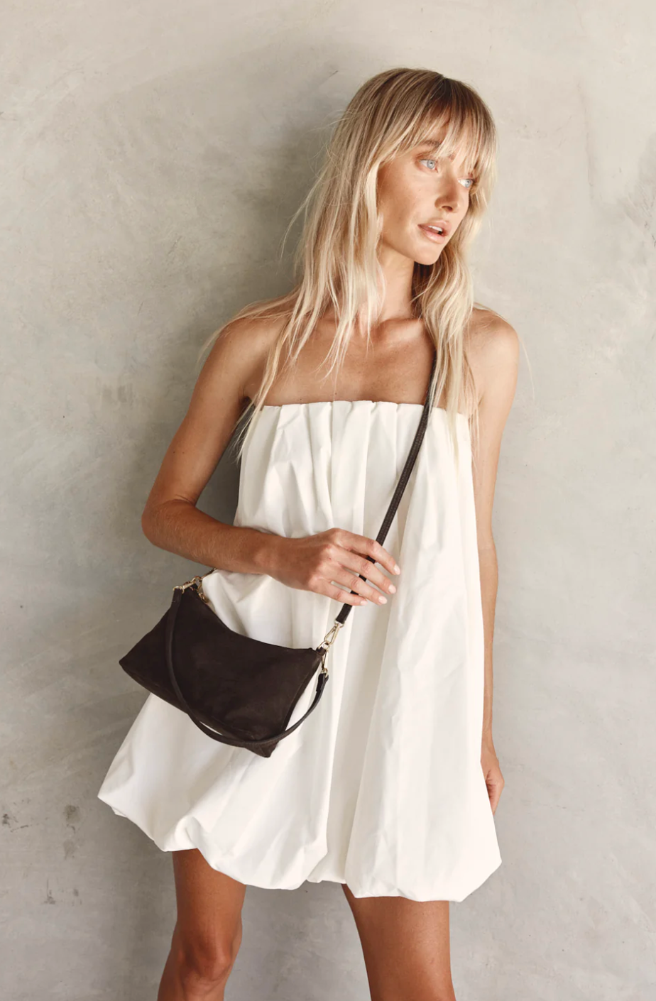 Vestirsi Ashley Dark Chocolate Suede Crossbody Bag