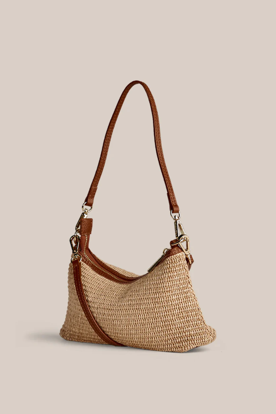 Vestirsi Ashley Tan Raffia Crossbody Bag