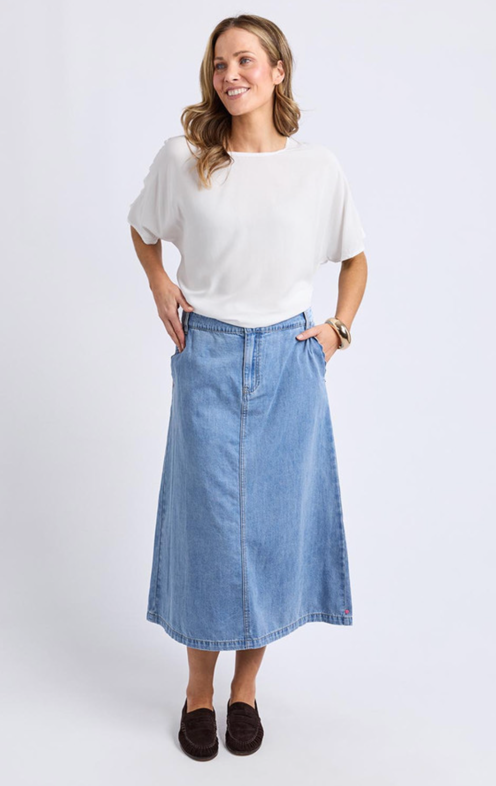 Elm Lifestyle Scallop Edge Denim Skirt